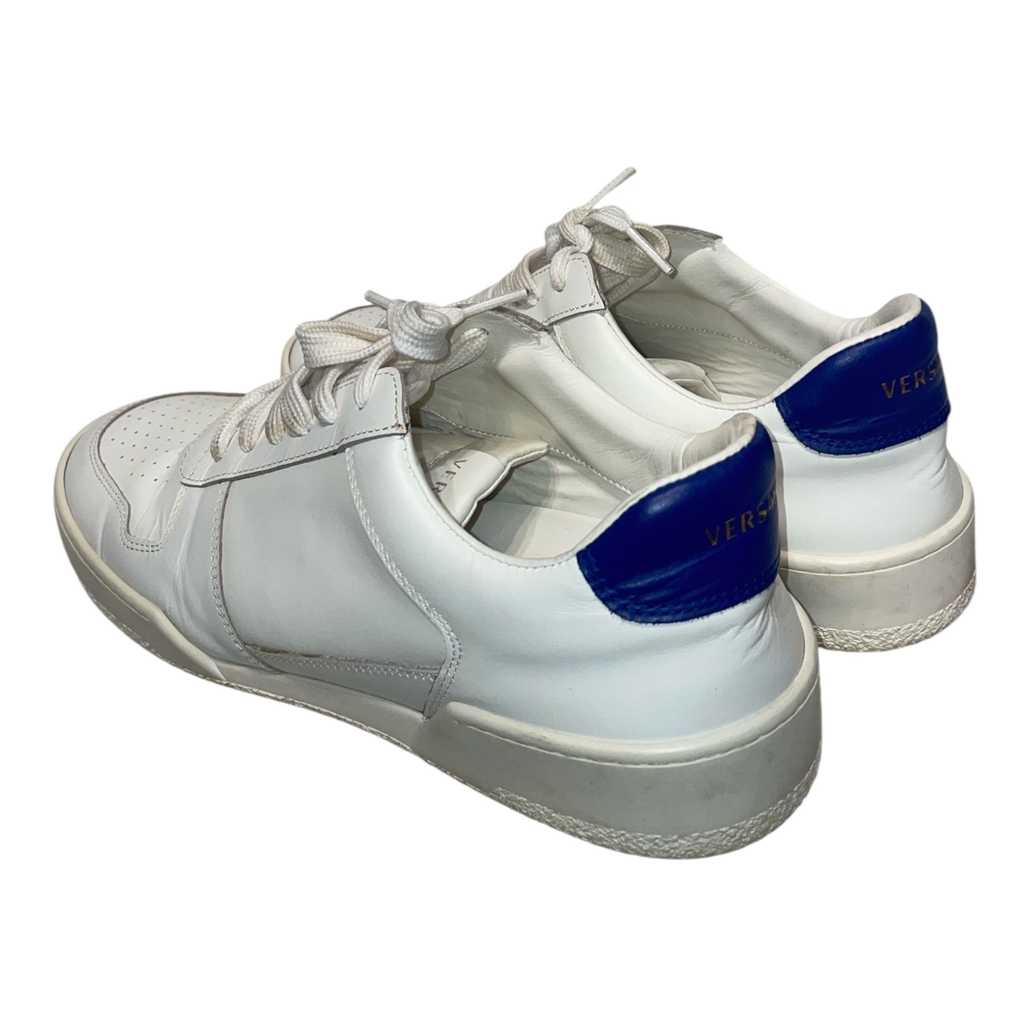 VERSACE/Low-Sneakers/EU 44/Leather/WHT/Ilus Low Top / Blue Heel Tab view 2