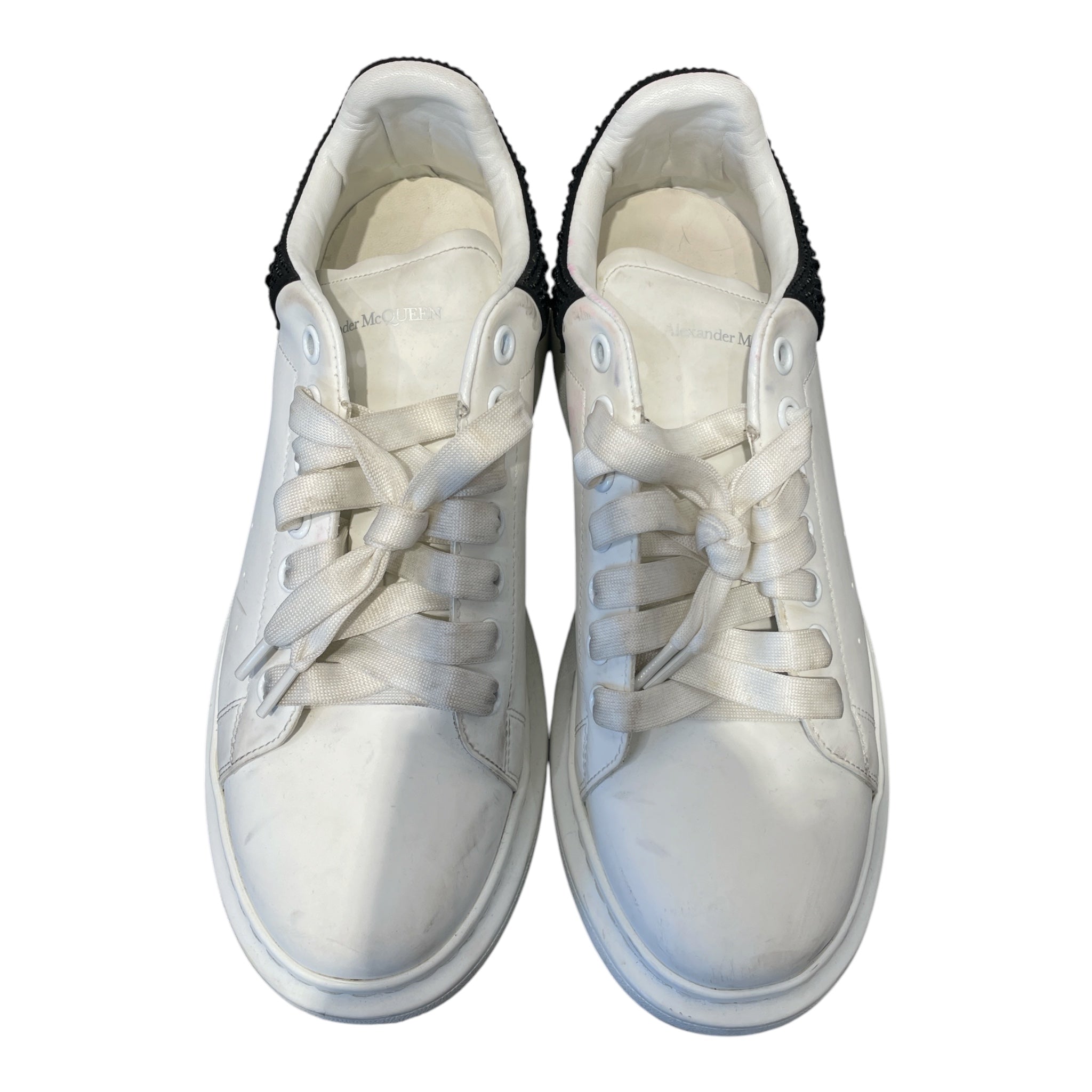 Alexander McQueen/Low-Sneakers/EU 46/Leather/WHT/RHINESTONE ACK BLK view 4