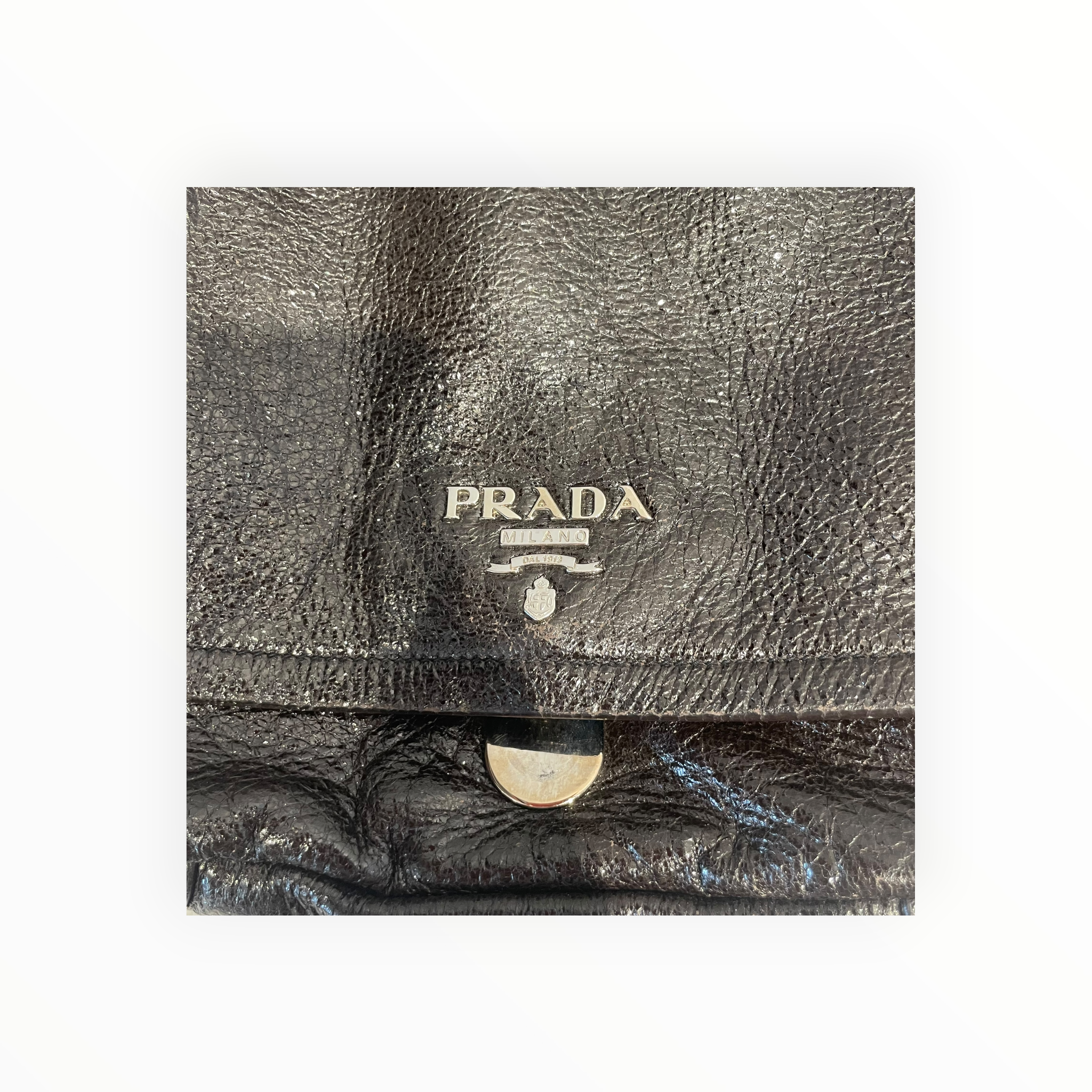 PRADA/Hand Bag/Leather/BLK/METALLIC CERVO view 6