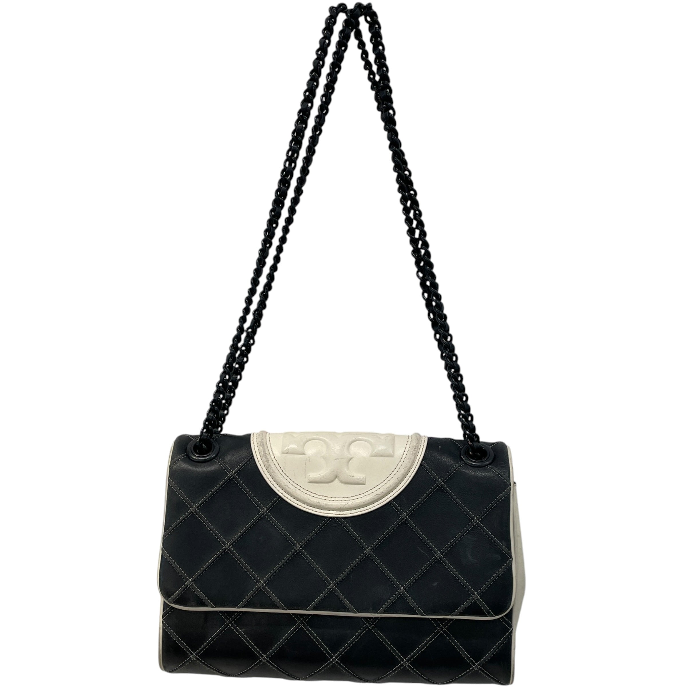 TORY BURCH/Cross Body Bag/Leather/BLK/Quilted Fleming Soft view 1