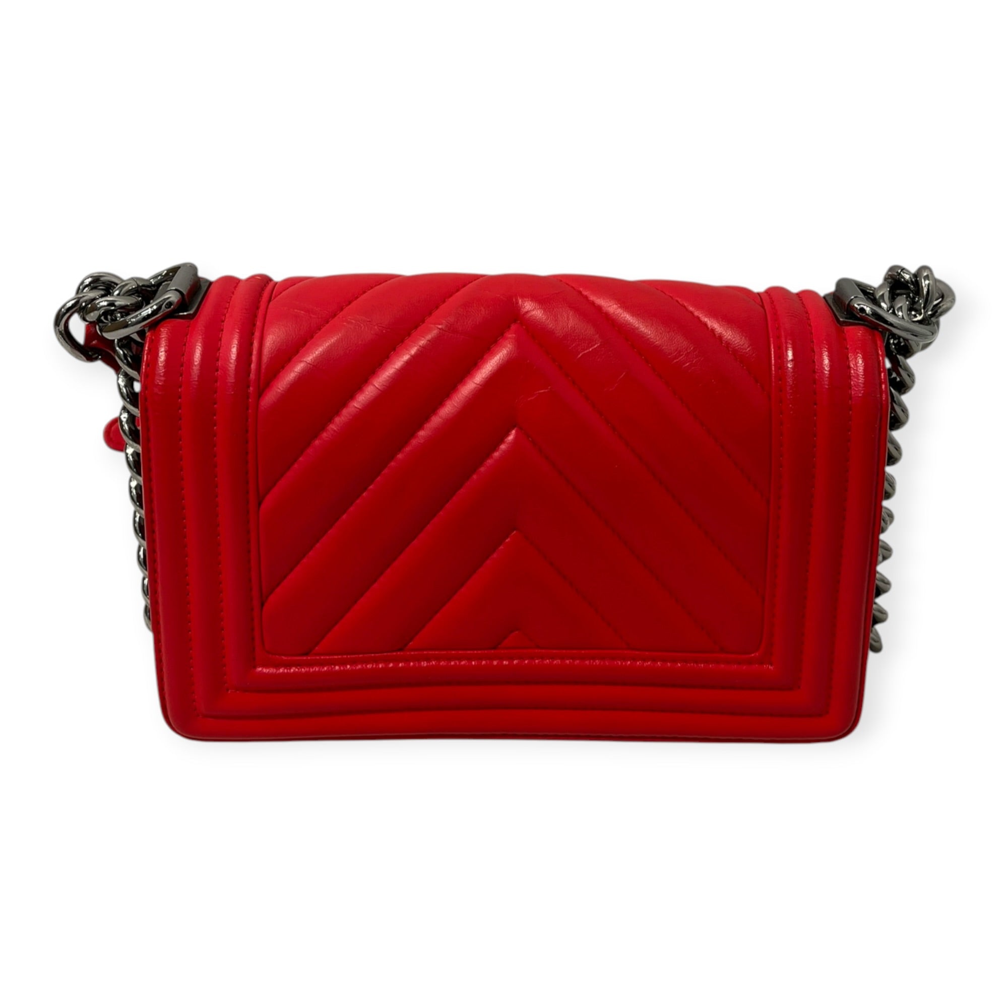 CHANEL/Bag/Lambskin/RED/LAMBSKIN CHEVRON BOY FLAP view 2