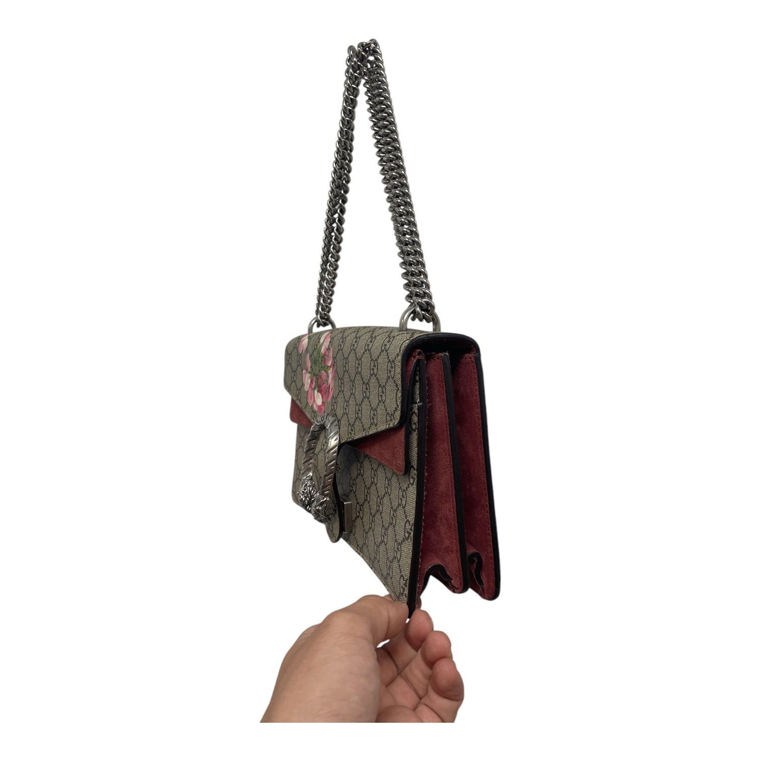 GUCCI/Bag/Monogram/Leather/CML/FLOWER PRINT/PNK SUEDE/SLVWARE view 3