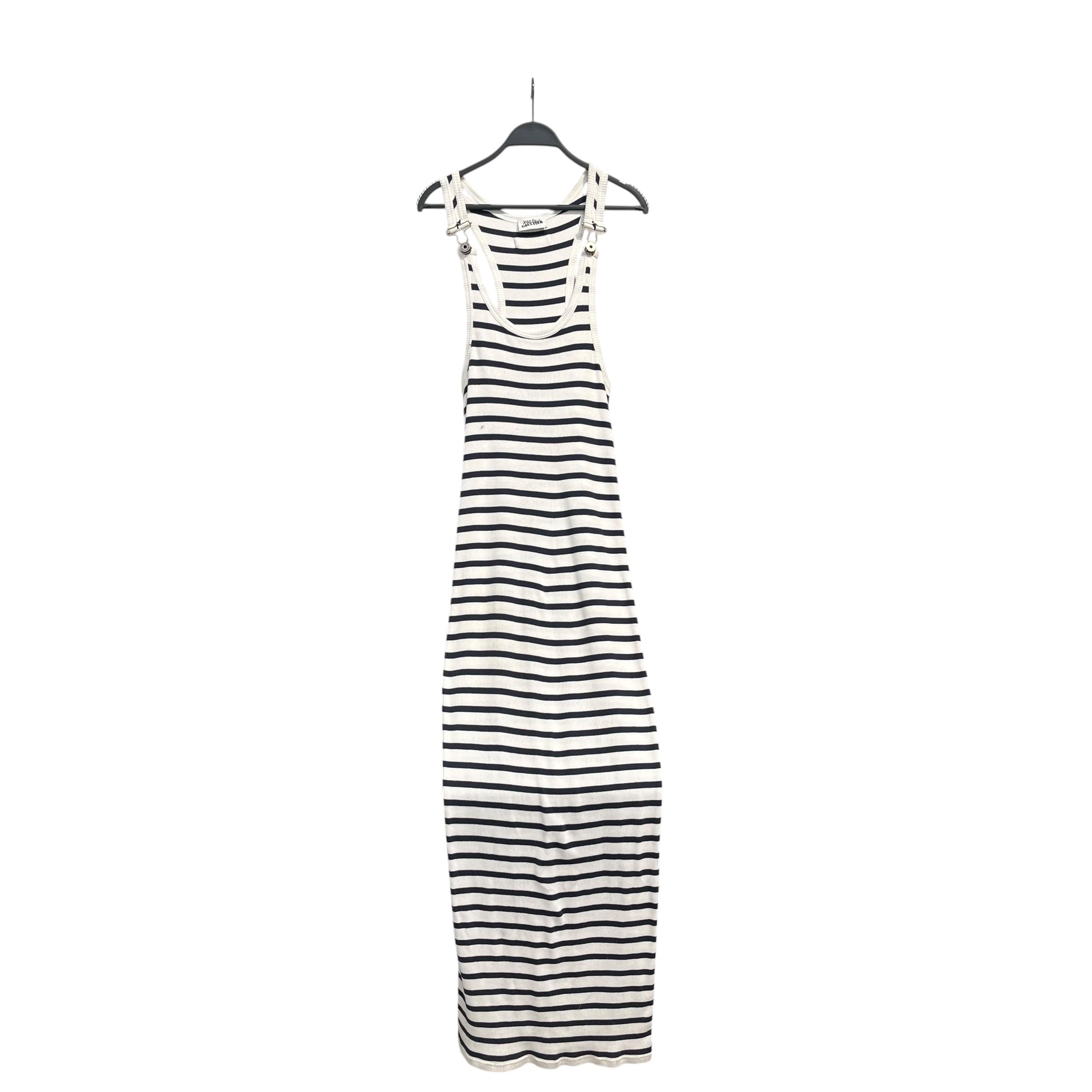 Jean Paul Gaultier/Dress/S/Stripe/Cotton/WHT/OVERALL CLASP SLEEVES NVY RIB view 1