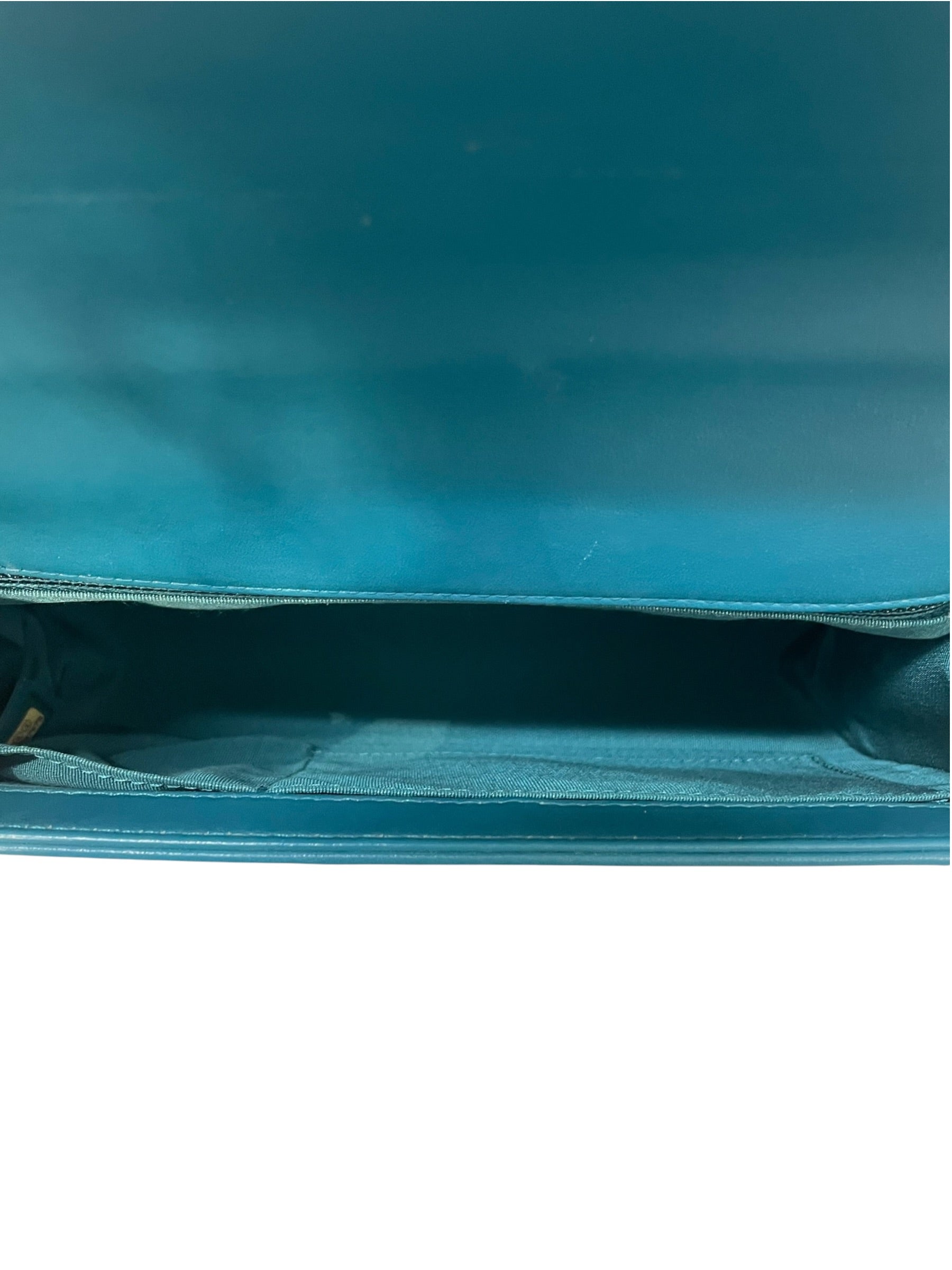 CHANEL/Hand Bag/Border/Lambskin/BLU/boy bag teal/gun metal view 4