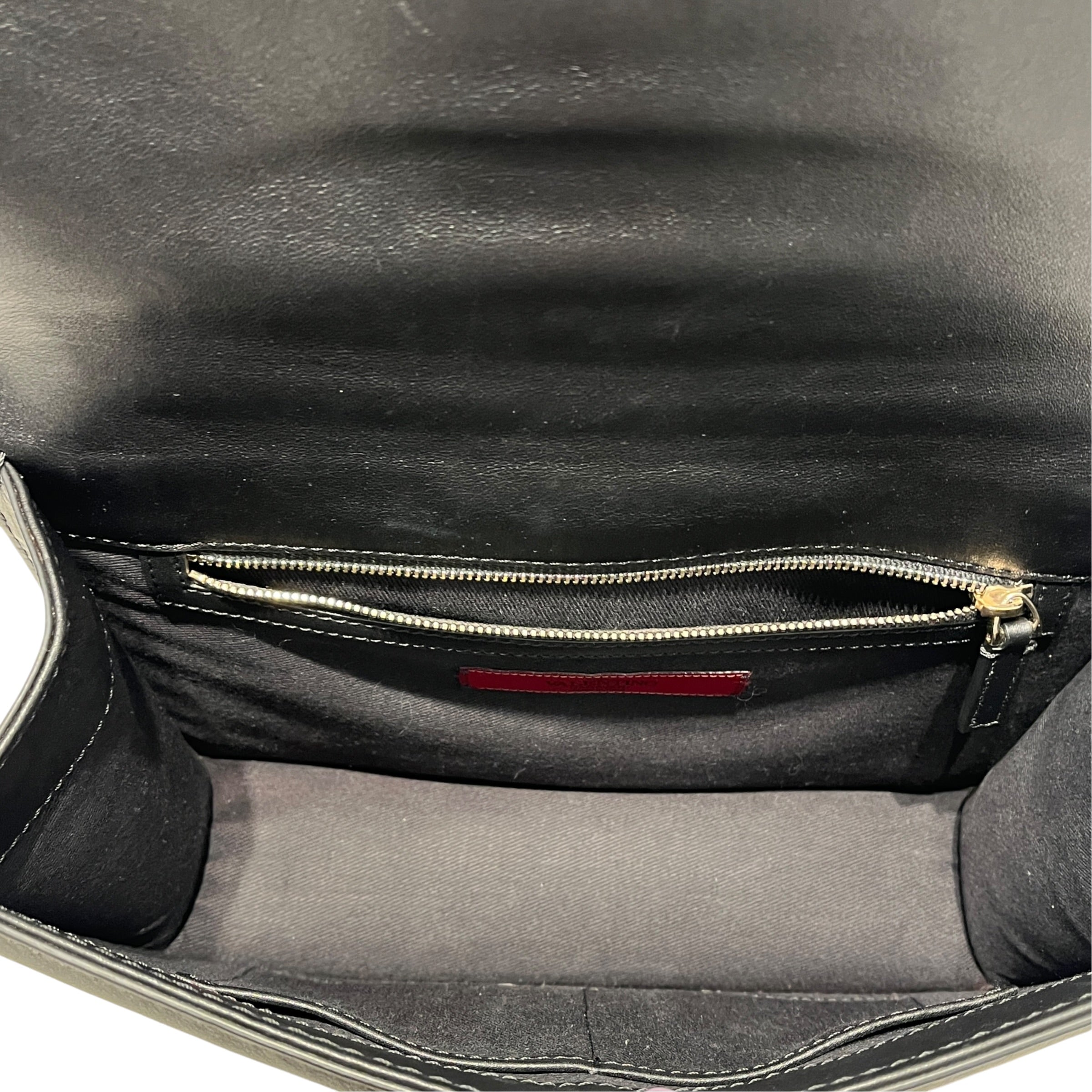 VALENTINO GARAVANI/Cross Body Bag/Leather/BLK/Glam Lock Rockstud Flap Bag view 6