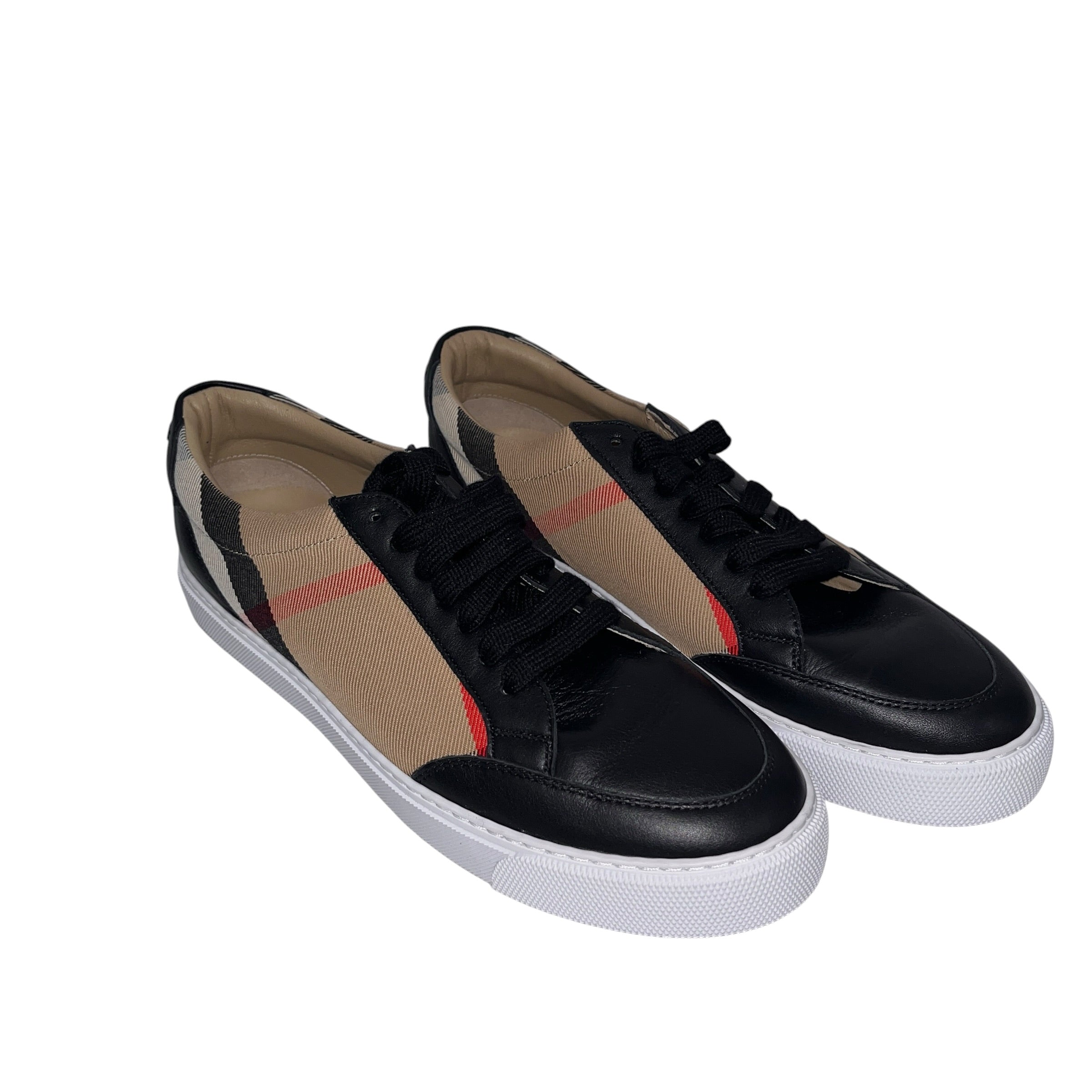 BURBERRY LONDON/Low-Sneakers/EU 39.5/Plaid/Leather/BLK/U-Tip/LT SNEAKER view 1