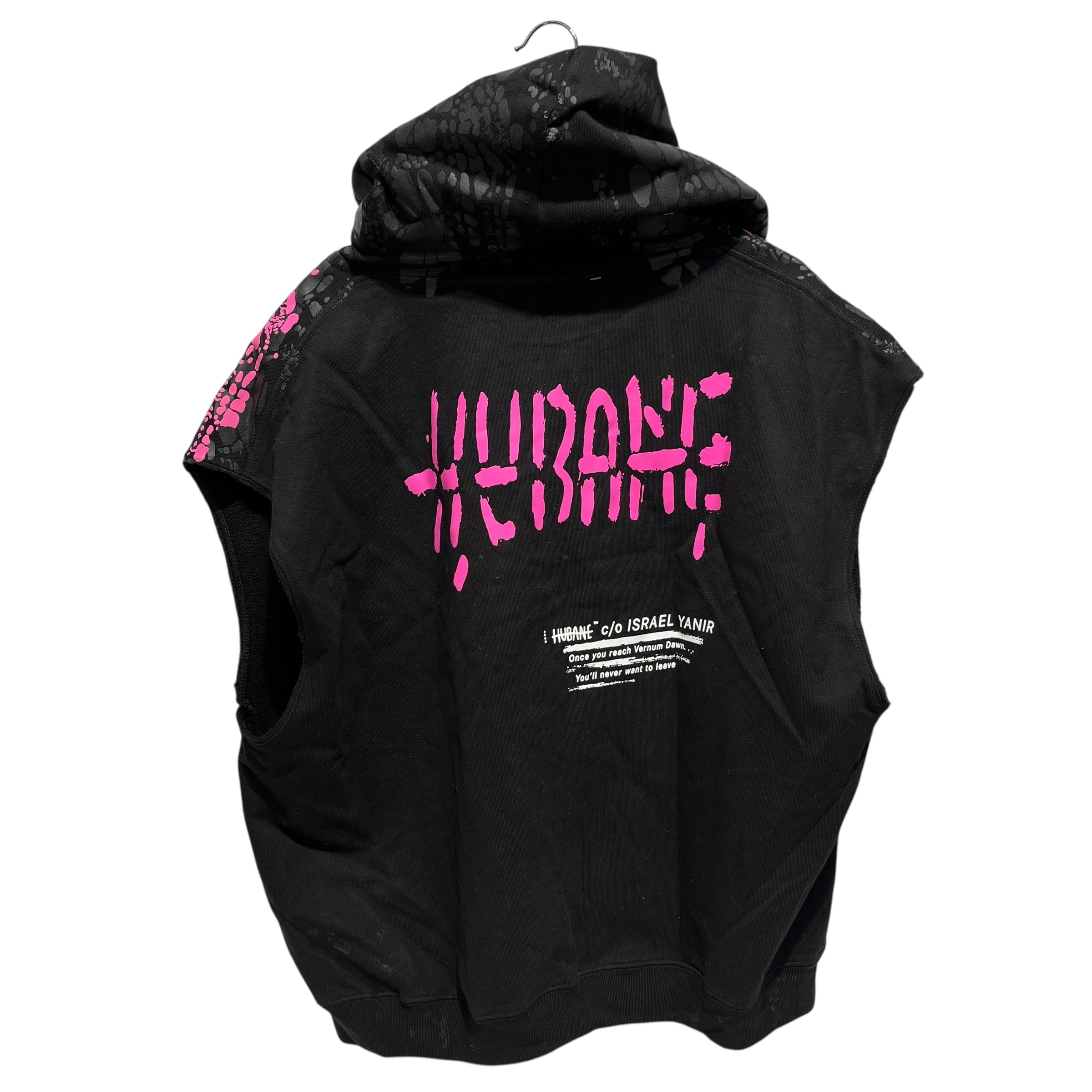 HUBANE/Vest/Cotton/BLK/SLEEVELESS HOODIE W PINK DOTS view 2