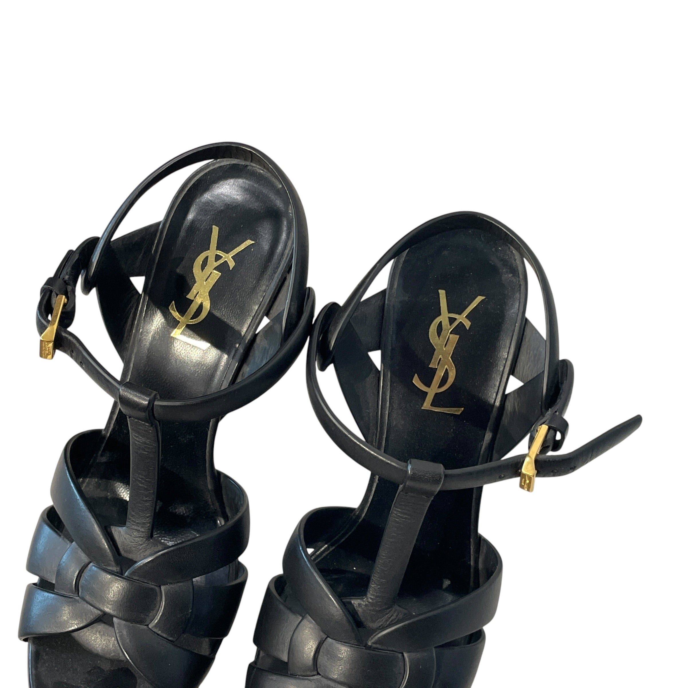 YVES SAINT LAURENT/Heels/EU 37.5/Leather/BLK/TRIBUTE SANDAL view 2