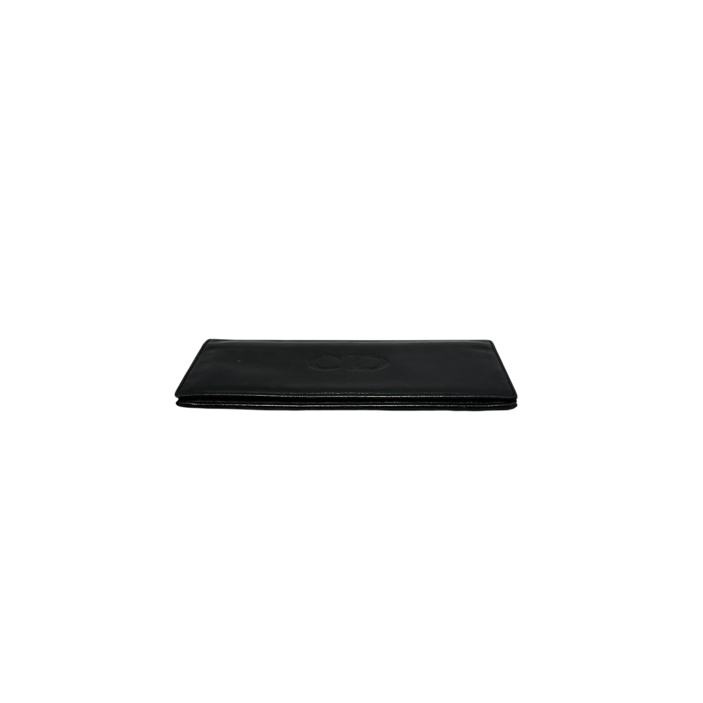 Christian Dior/Long Wallet/Leather/BLK/CD CENTER LOGO RED INTERIOR view 3