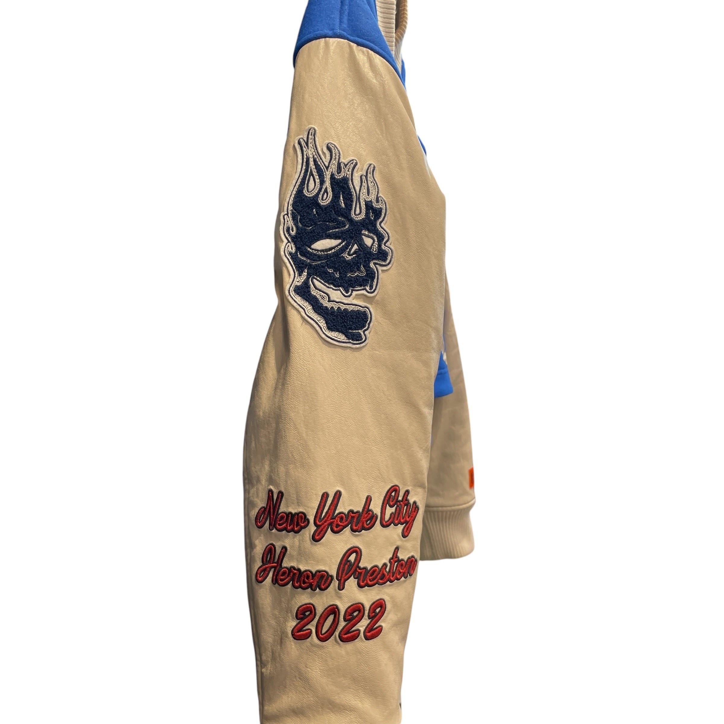 HERON PRESTON/Jacket/XS/Graphic/Leather/BLU/WHITE SLEEVE PATCHES view 7