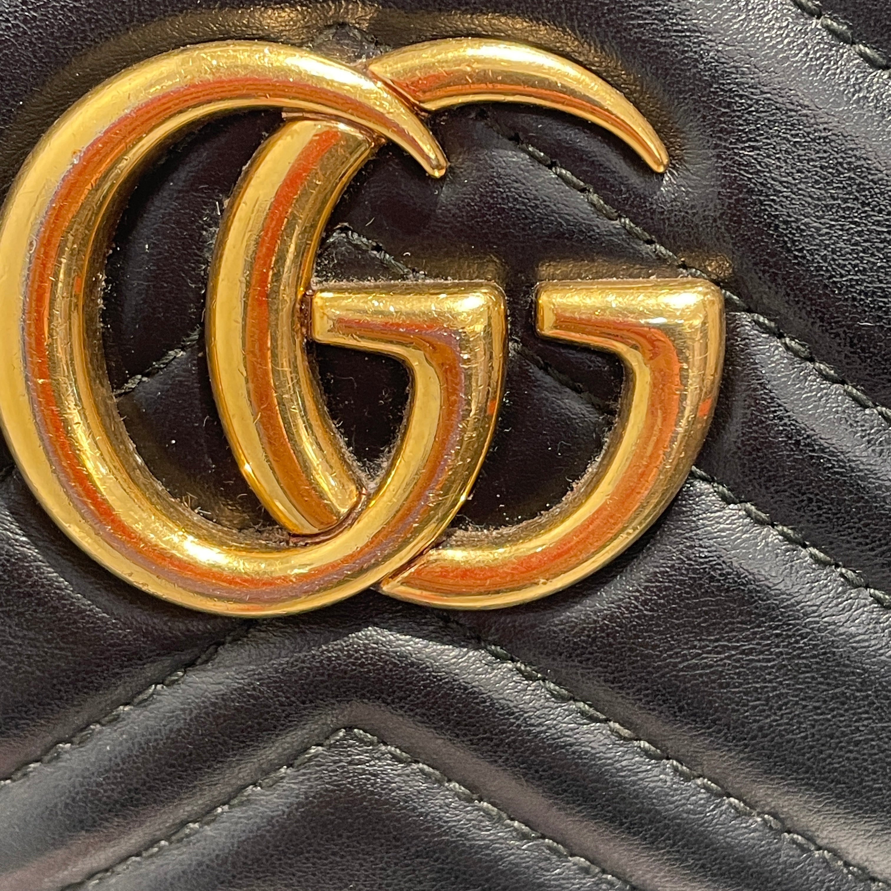 GUCCI/Cross Body Bag/Leather/BLK/GG Marmont quilted CB view 6