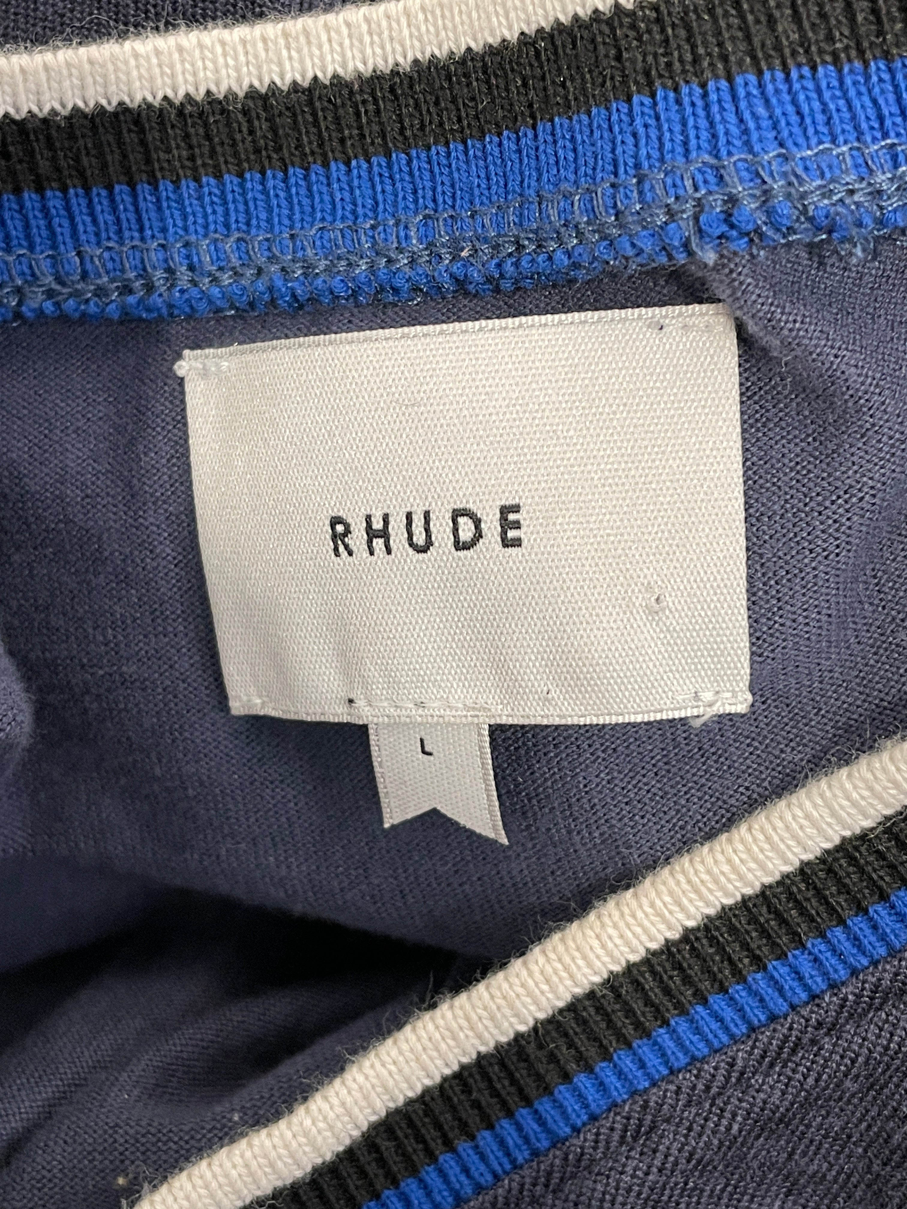 RHUDE/T-Shirt/L/Cotton/NVY/Graphic/LIGHTNING RINGER TEE view 3