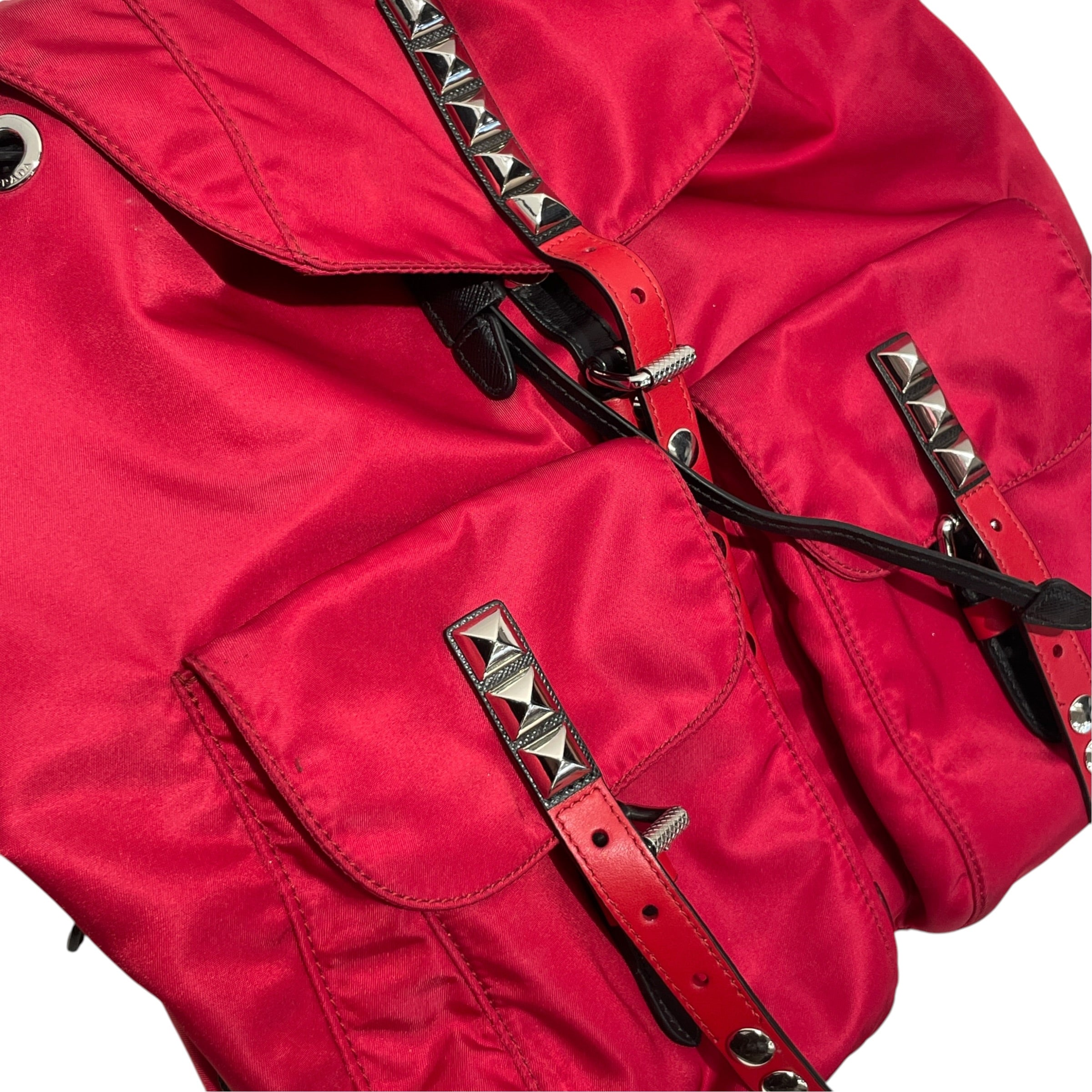 PRADA/Backpack/Nylon/RED/studded backpack view 6