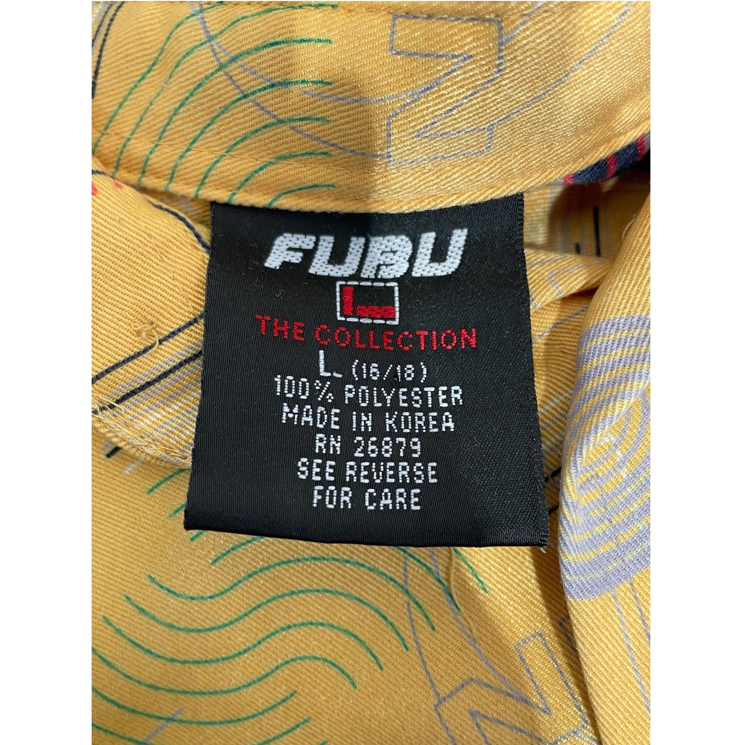 FUBU/LS Shirt/L/Cotton/YEL/All Over Print/all over logos view 3