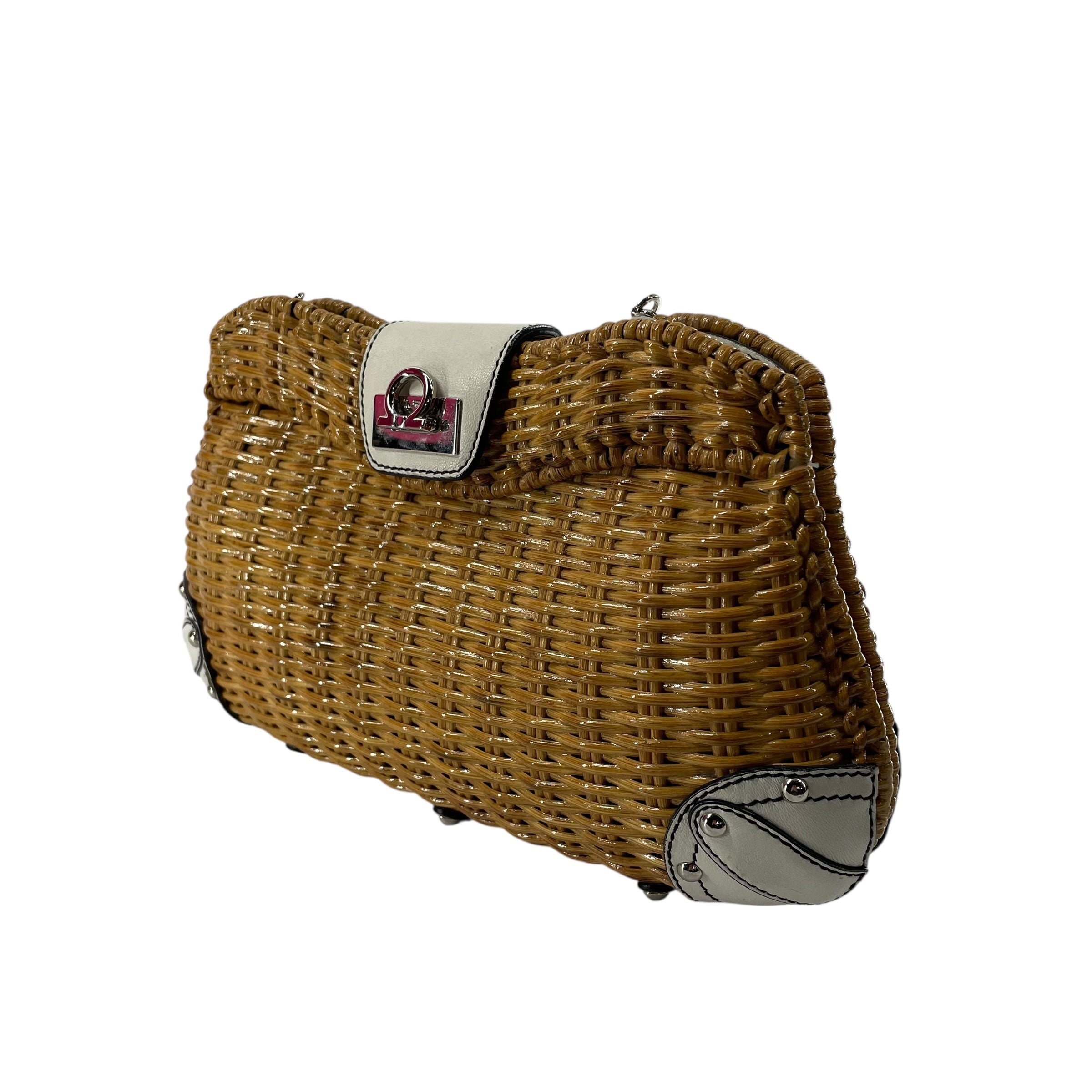Salvatore Ferragamo/Clutch Bag/OS/Acrylic/BEG/WOVENBASKET view 3