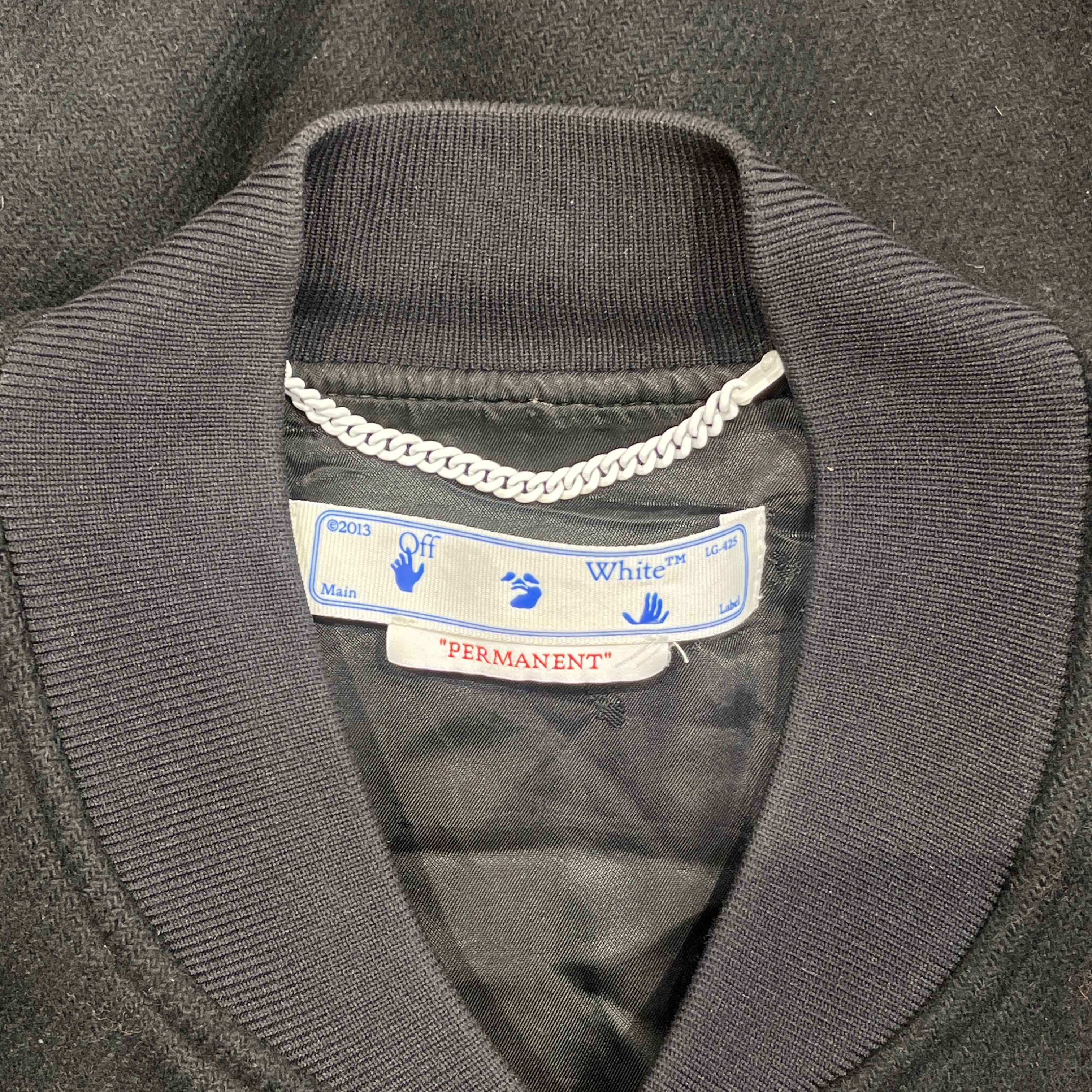 OFF-WHITE/Baseball Jkt/XXL/Cotton/BLK/OW Letterman view 3