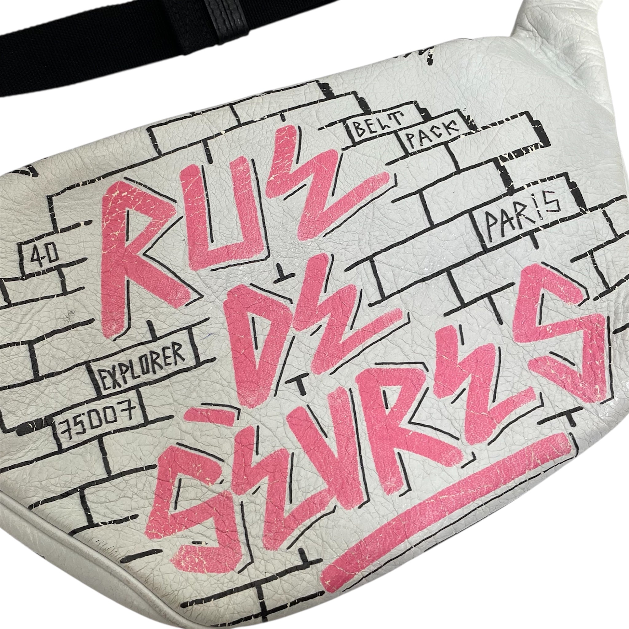BALENCIAGA/Fanny Pack/Leather/WHT/Balenciaga paris graffiti view 5