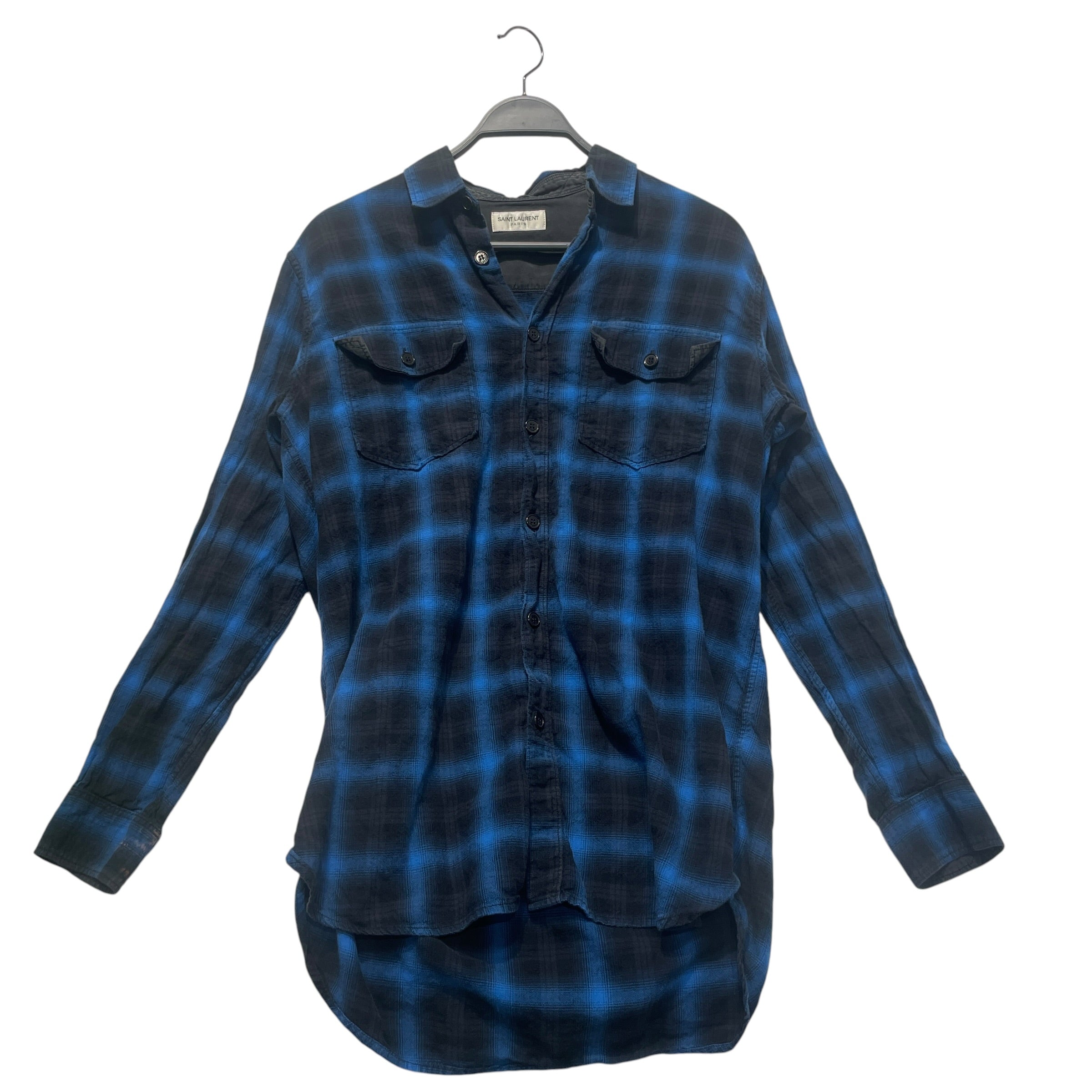 SAINT LAURENT/Flannel Shirt/37/Cotton/BLU/Flannel view 1