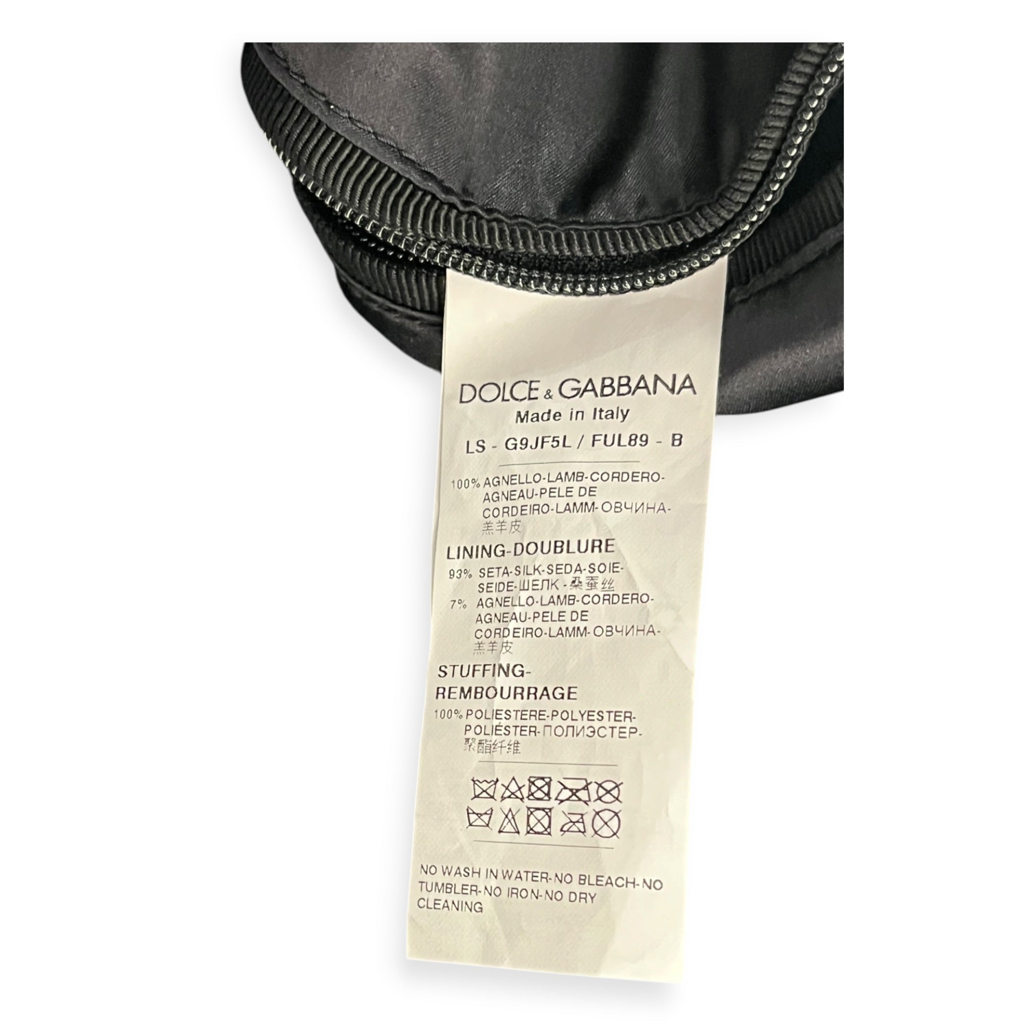 DOLCE&GABBANA/Leather Jkt/Lambskin/BLK/SILK LINED CAFE RACER view 5