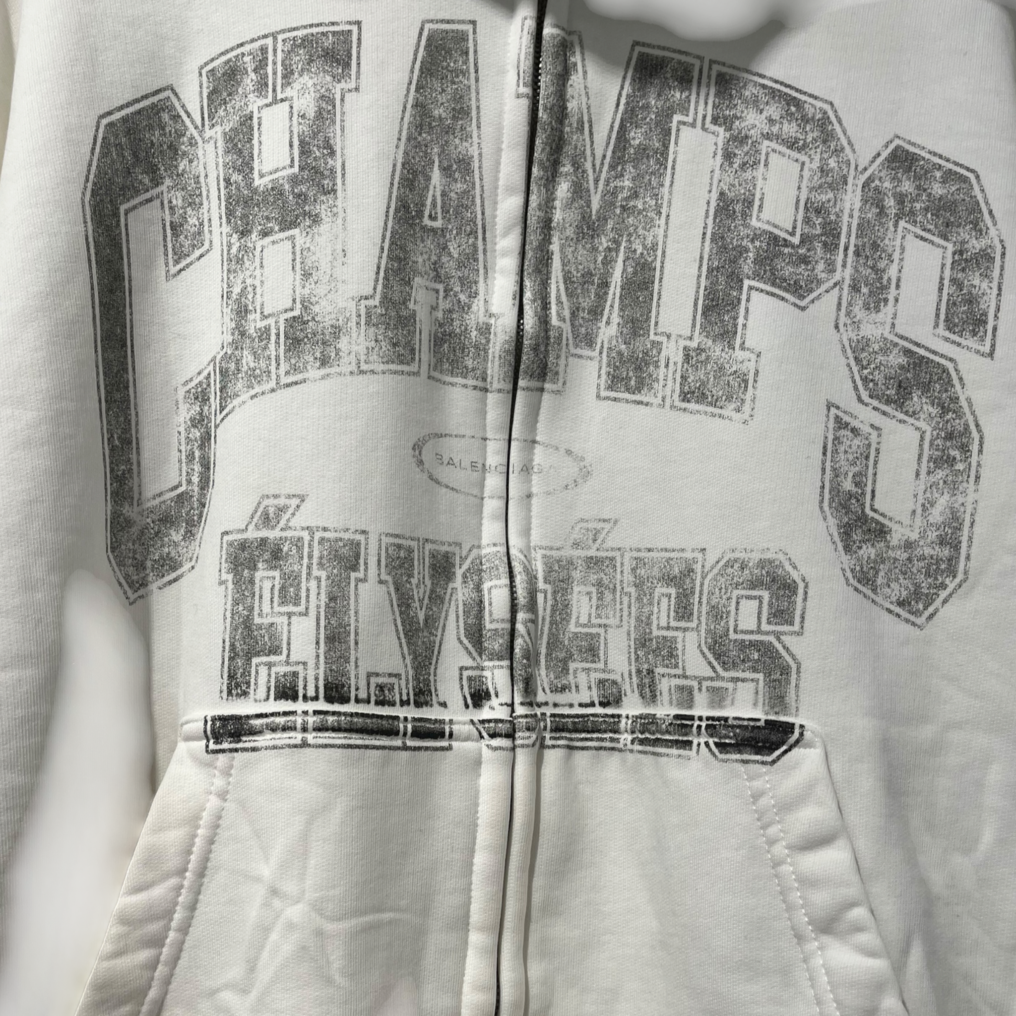 BALENCIAGA/Zip Up Hoodie/M/Cotton/WHT/CHAMPS-ELYSEES ZIP UP view 3