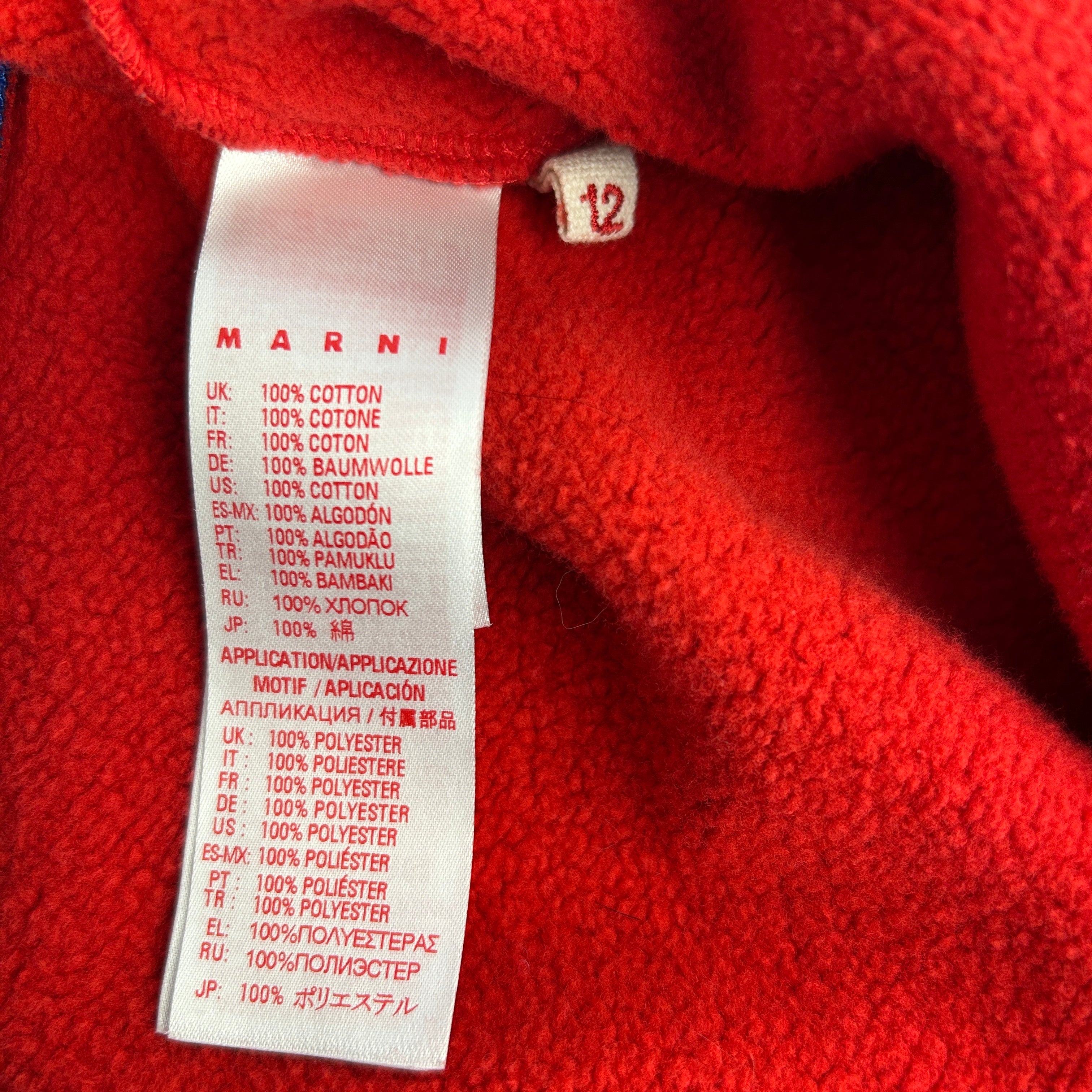 MARNI/Sweatshirt/S/Cotton/RED/button up back view 4