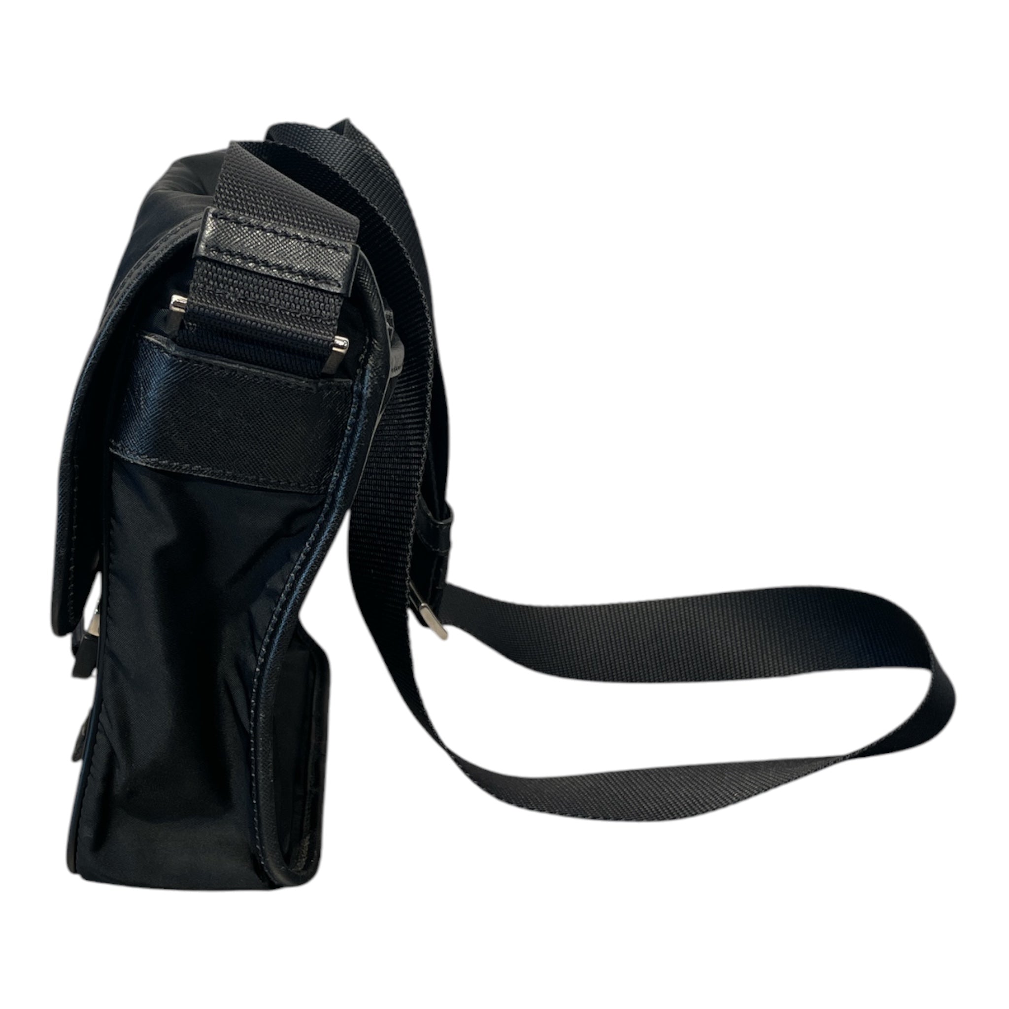 PRADA/Cross Body Bag/Nylon/BLK/ENAMELED METAL MESSENGER view 5