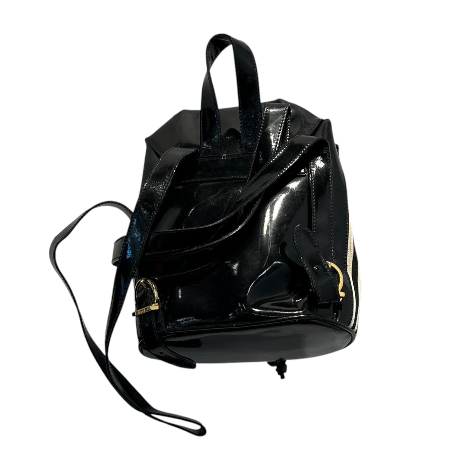 Salvatore Ferragamo/Backpack/Stripe/Leather/WHT/DRAWSTRING view 2