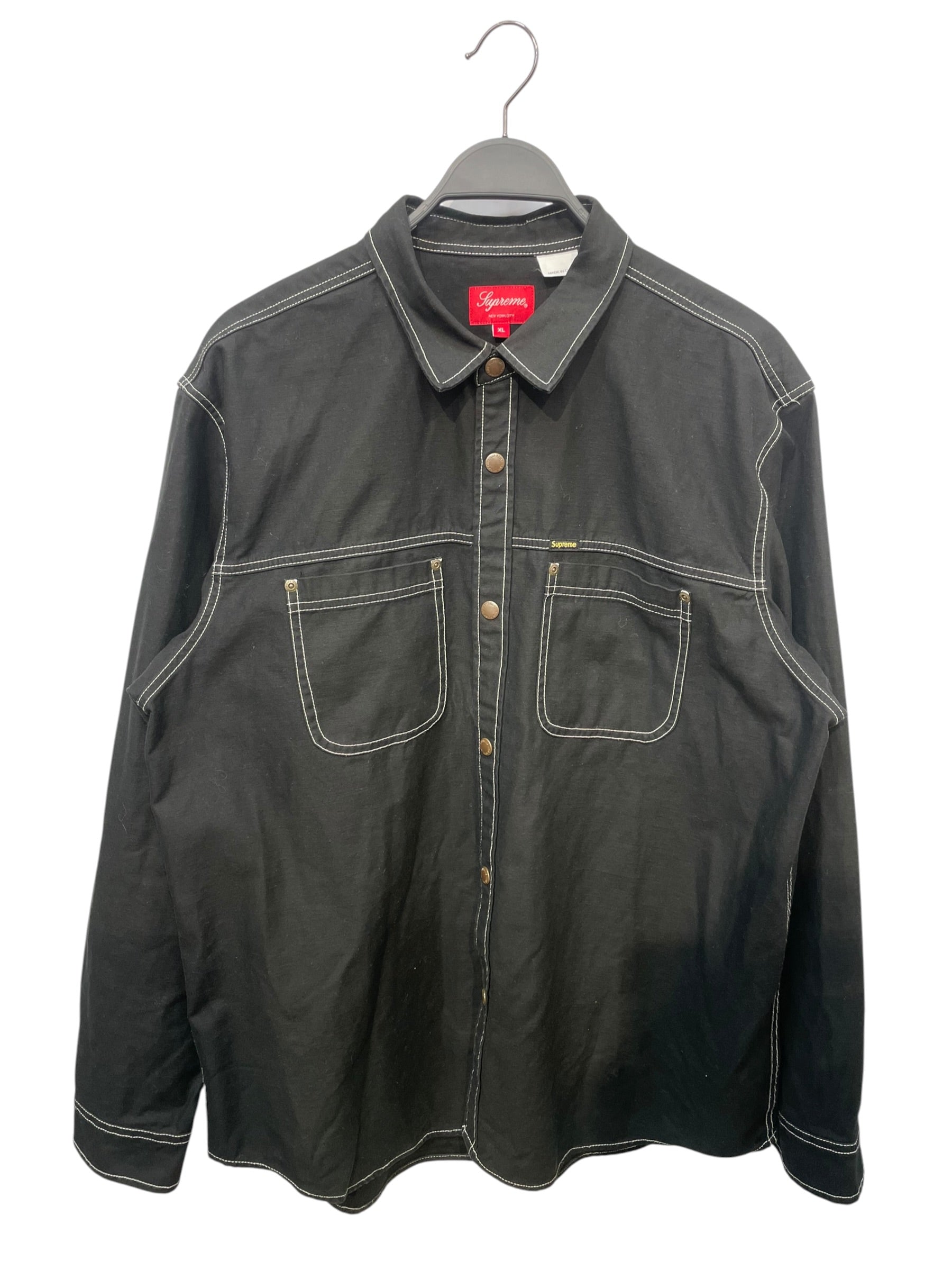 Supreme/LS Shirt/XL/Cotton/BLK/white stitching view 1