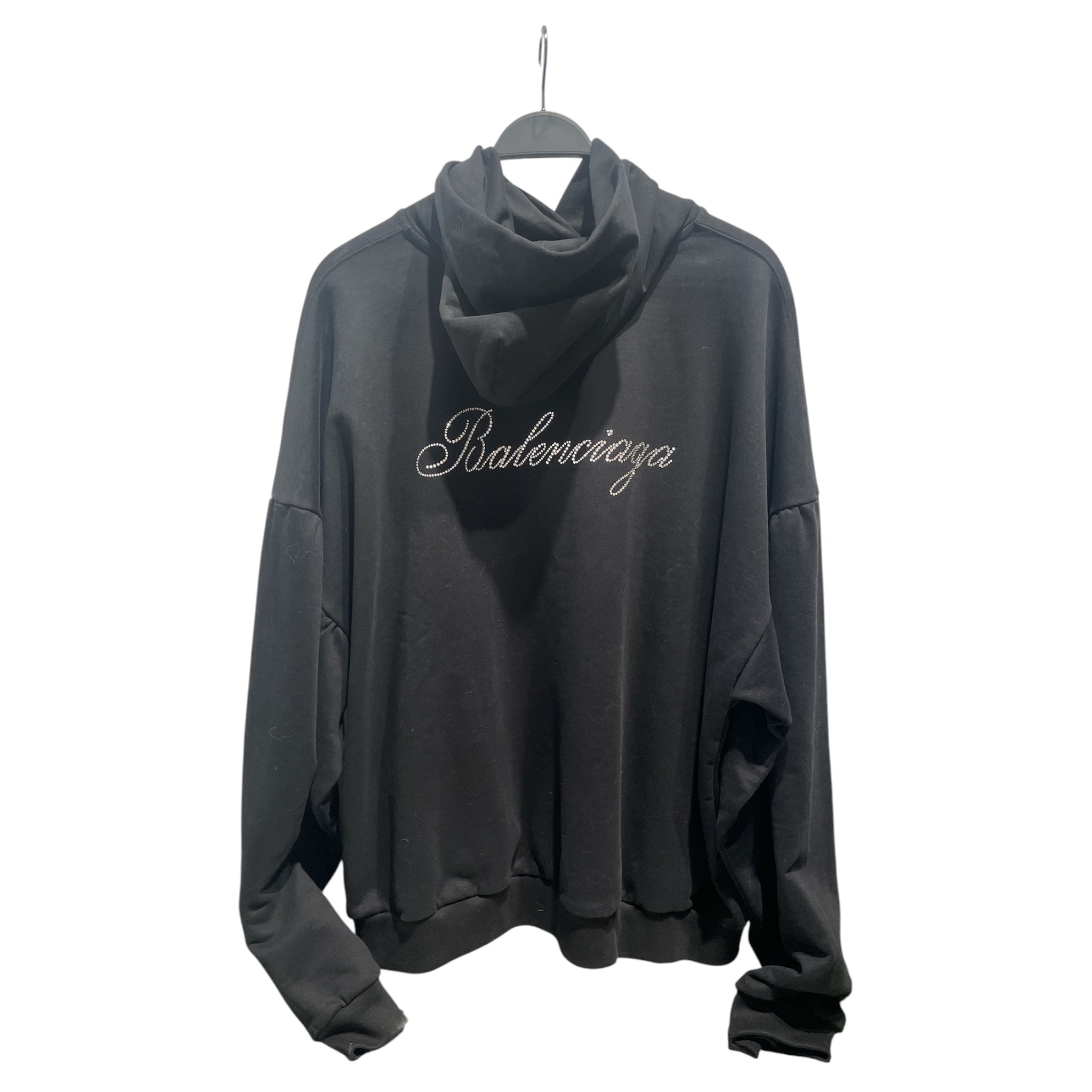 BALENCIAGA/Hoodie/2/Cotton/BLK/Balenci Glitter back logo view 2