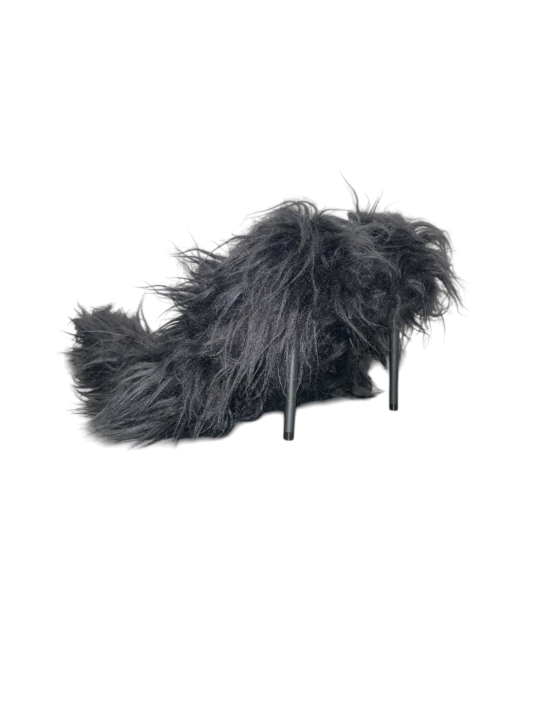 BALENCIAGA/Heels/EU 36/Fur/BLK/flex fur 110 faux fur pump view 2