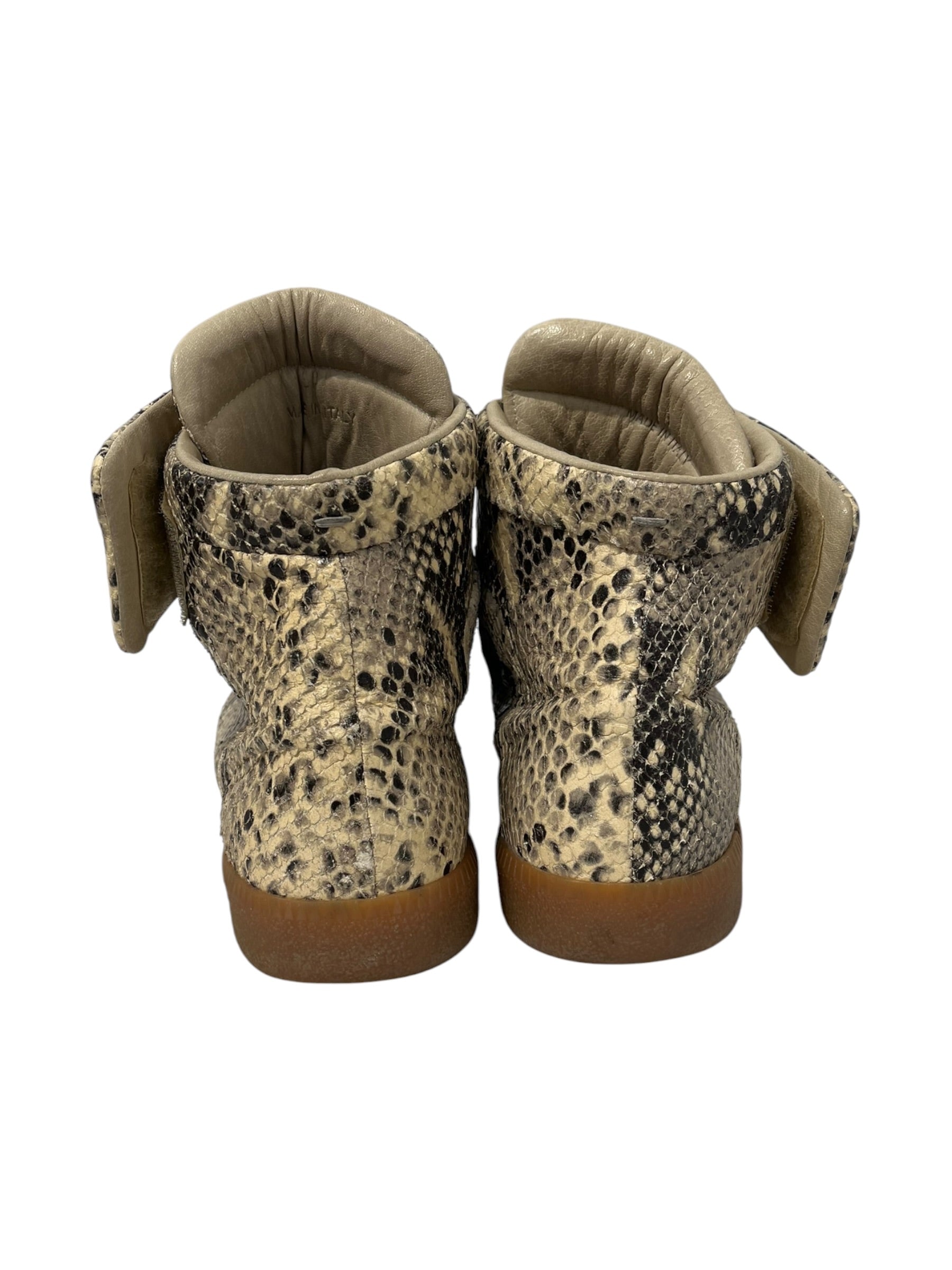 Maison Margiela/Hi-Sneakers/EU 38/Animal Pattern/Leather/BEG/VELCRO STRAP PYTHON SKIN view 3