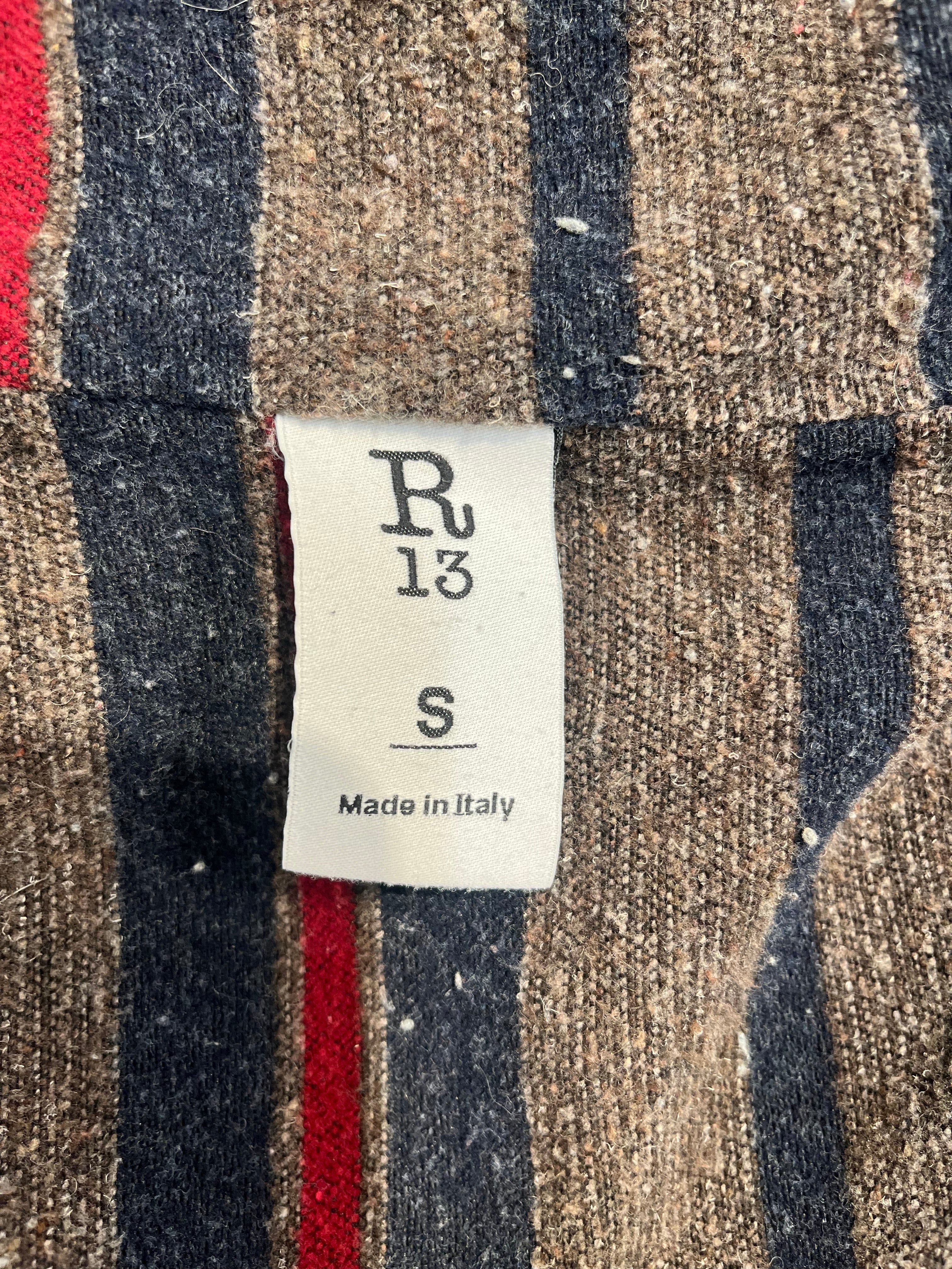 R13/Denim Jkt/S/Cotton/IDG/heavy distress stripe interior view 4