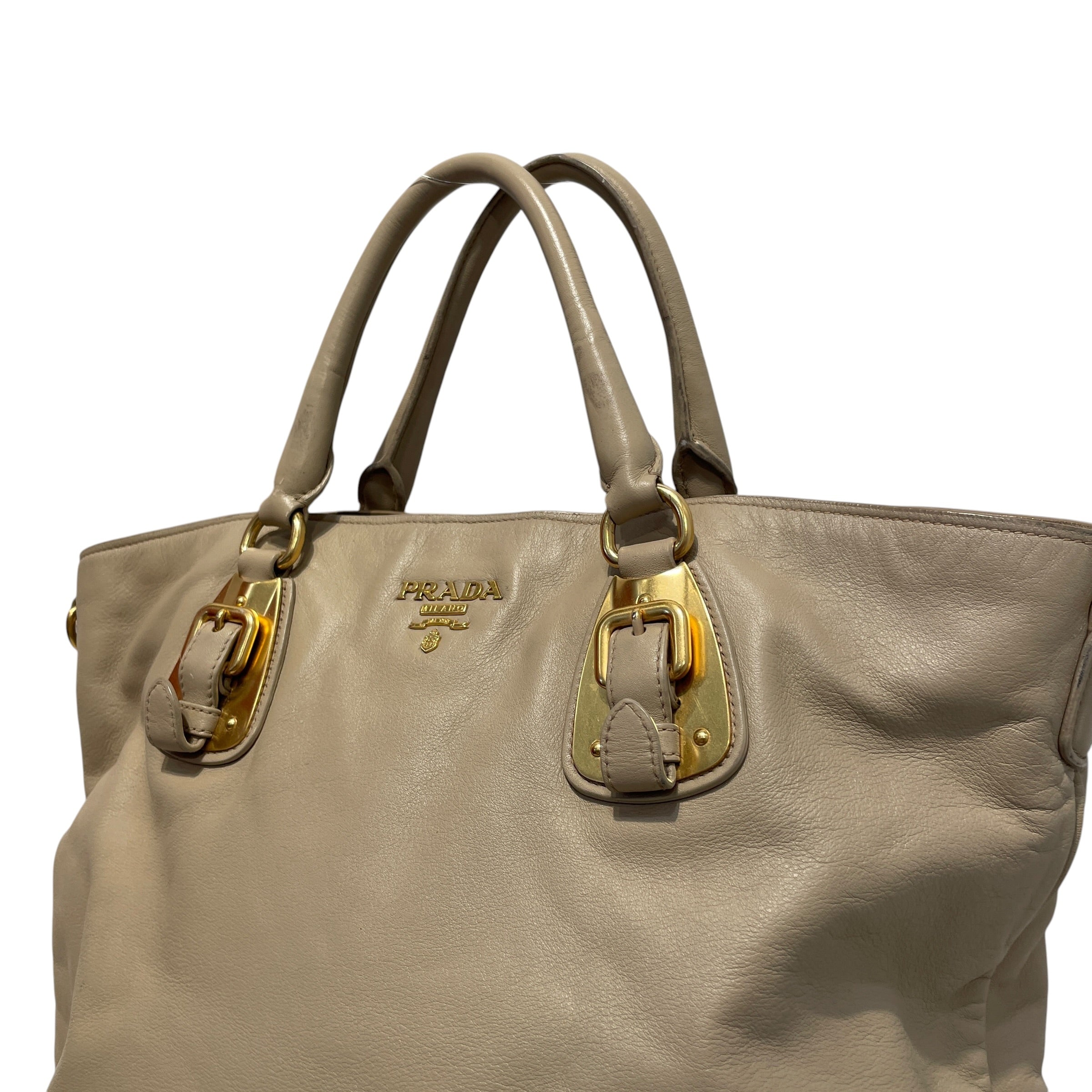 PRADA/Hand Bag/Leather/CRM/Pomice Vitello Daino Calfskin view 3