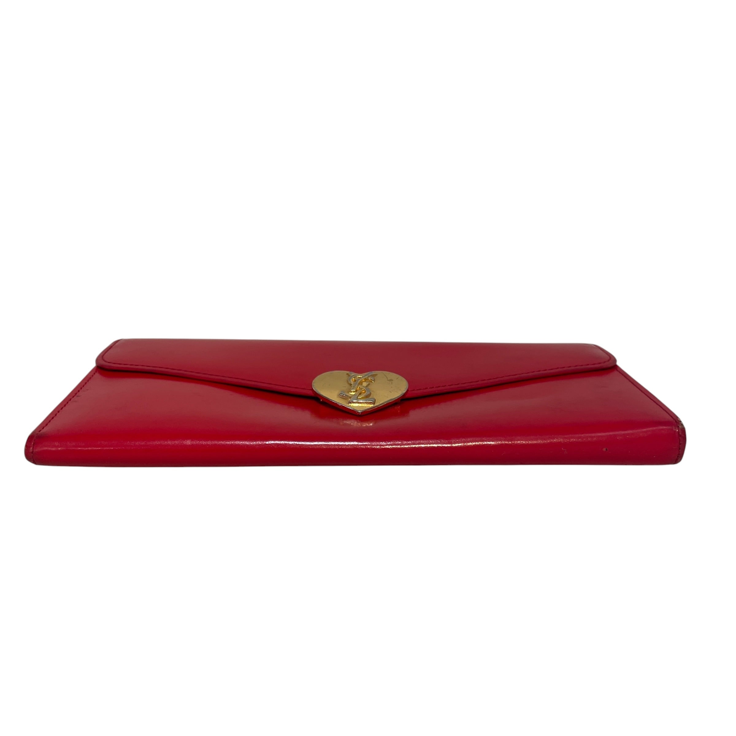 YVES SAINT LAURENT/Long Wallet/Leather/RED/L's/Heart Clasp Wallet view 3