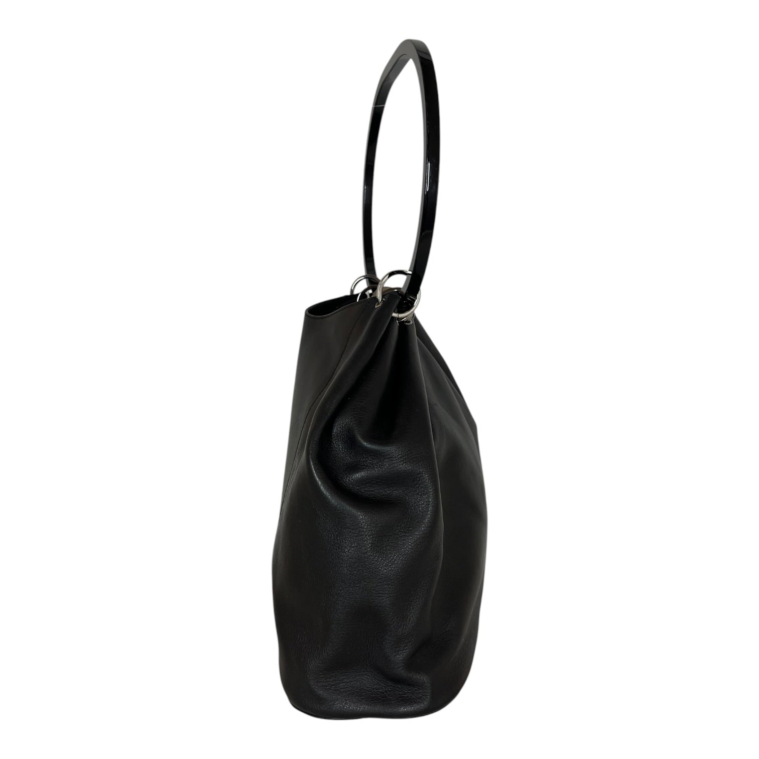 GUCCI/Hand Bag/Leather/BLK/1999 Ring Handle Bag view 3