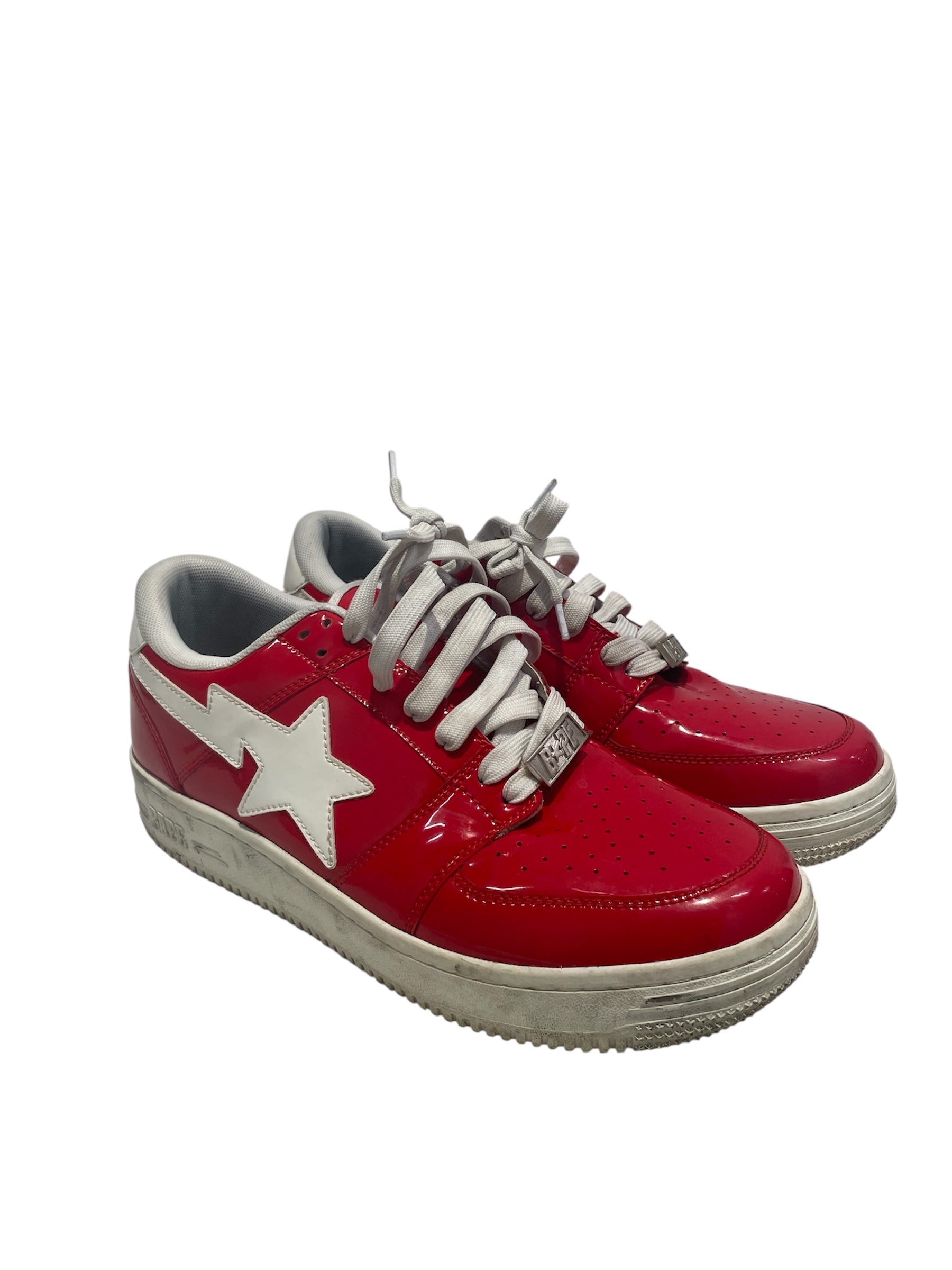 BAPE STA!/Low-Sneakers/US 10.5/Cotton/RED/red glossy bape air force view 1