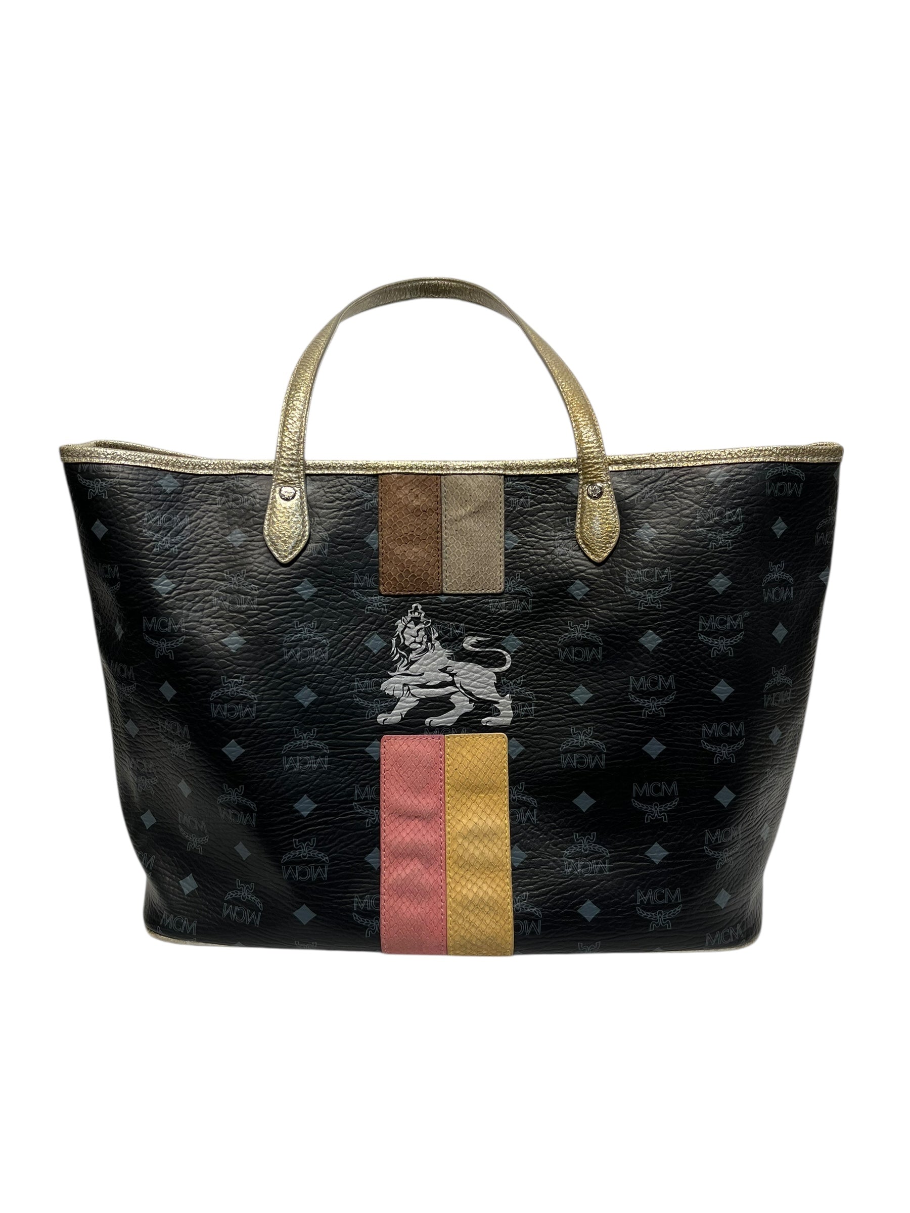 MCM/Tote Bag/Monogram/Leather/BLK/LION/LE/VISETOS view 1