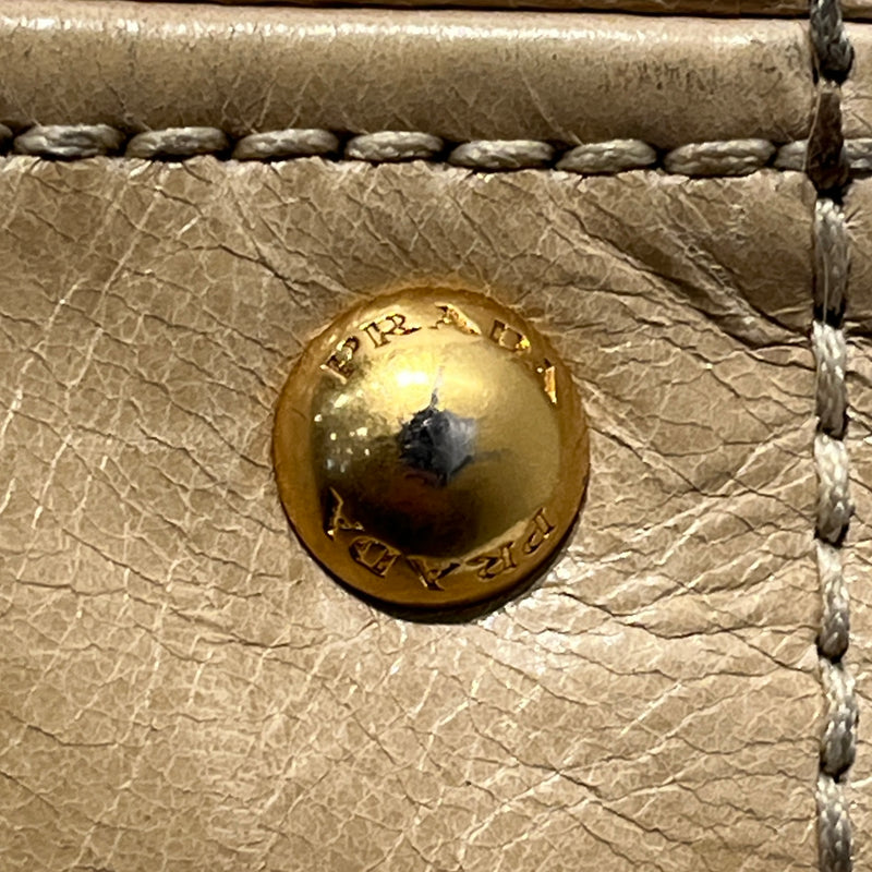 PRADA/Hand Bag/Leather/BEG/STRAP