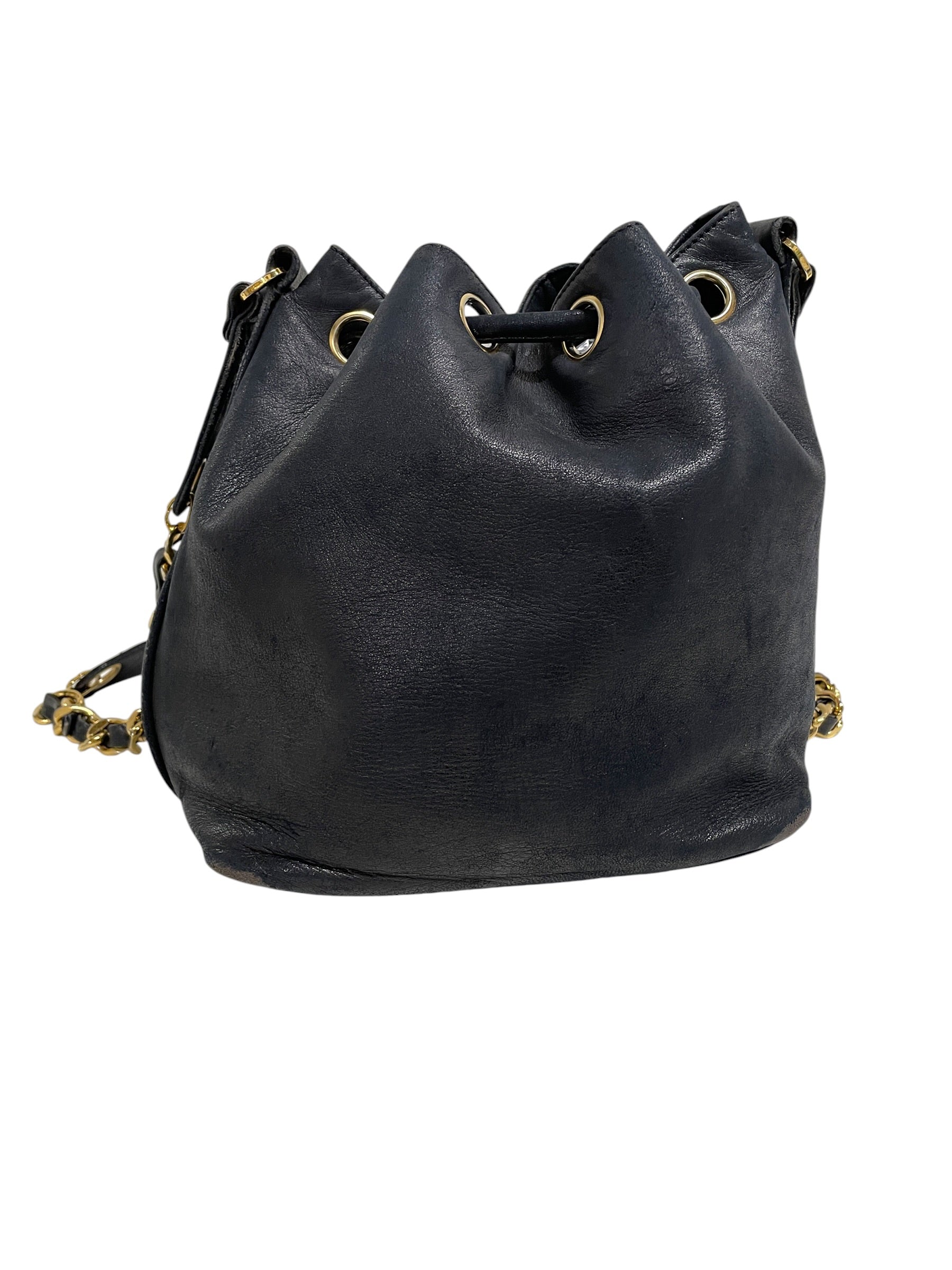 CHANEL/Cross Body Bag/Leather/BLK/GOLD BALLS W/DRAWSTRING view 5