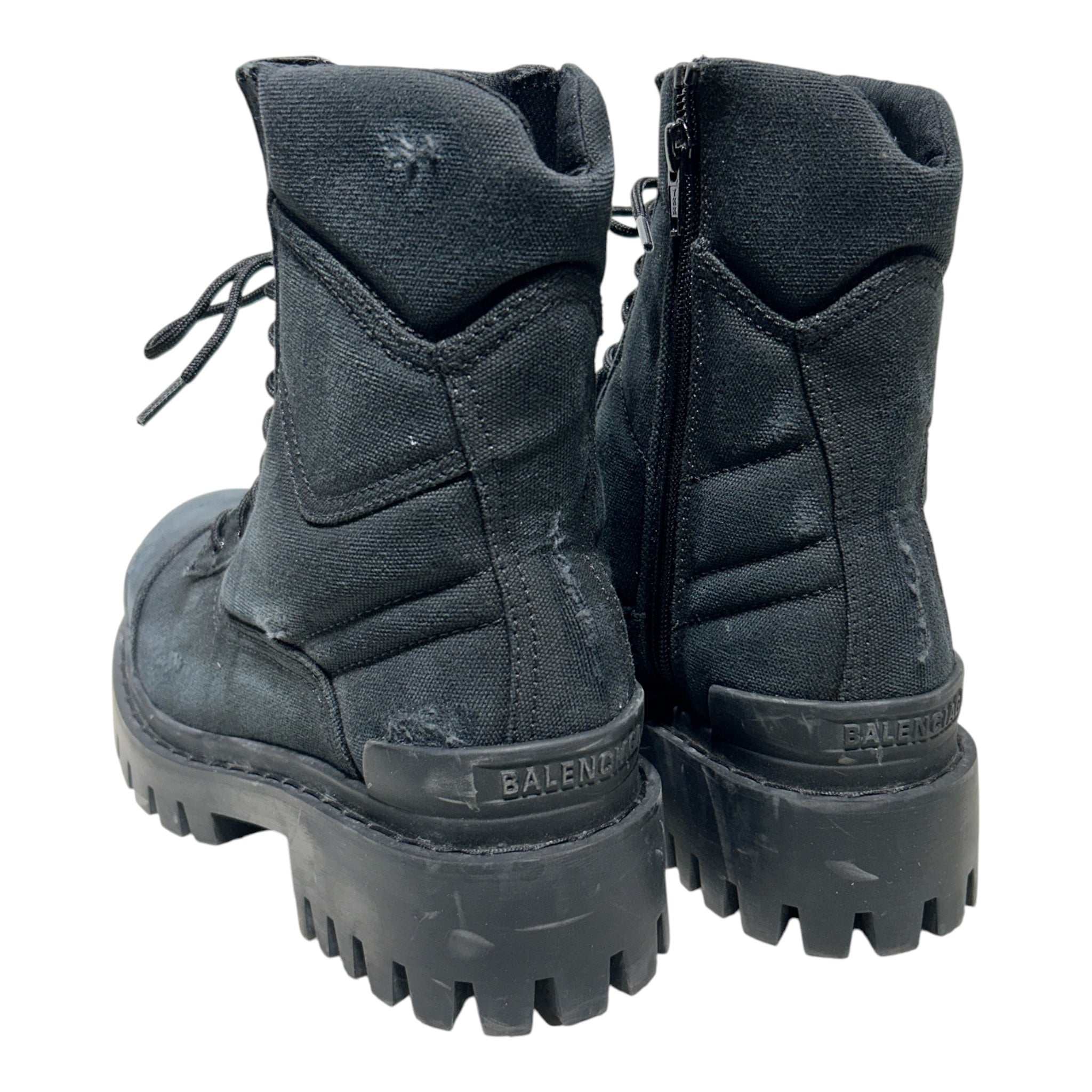 BALENCIAGA/Lace Up Boots/EU 39/BLK/STRIKER BOOTS DISTRESS view 2