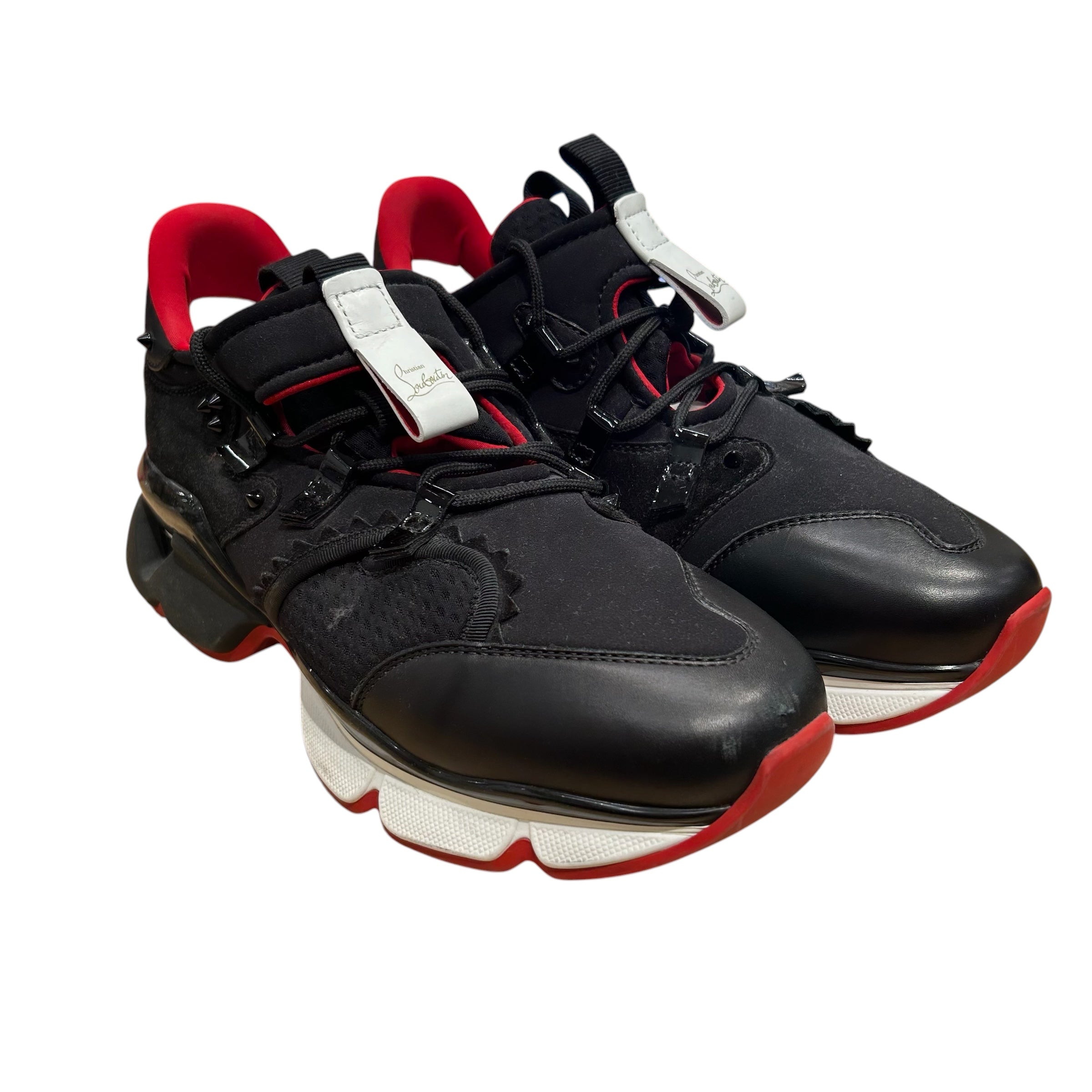 Christian Louboutin/Low-Sneakers/EU 44/Suede/BLK/Red Runner Black Velvet view 1