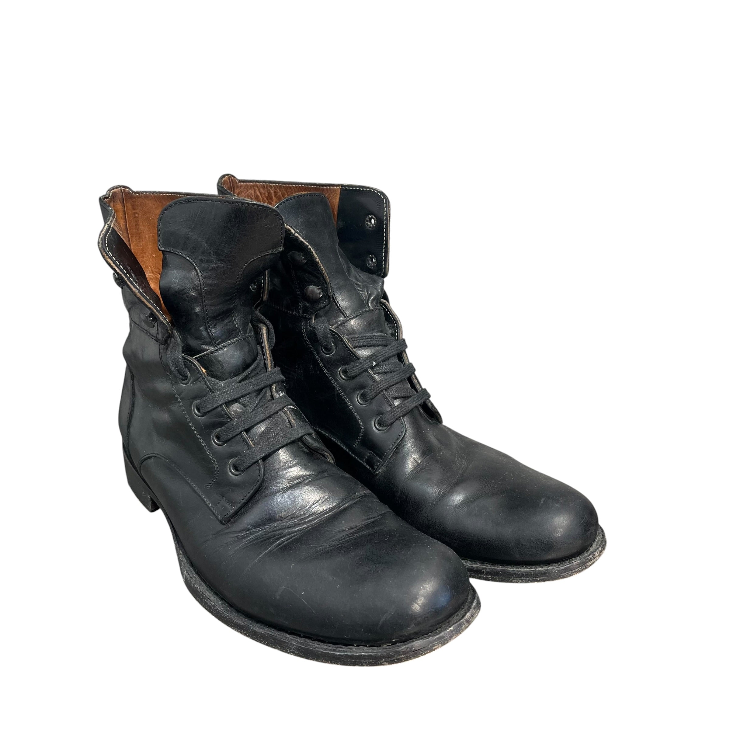 john varvatos/Lace Up Boots/US 9/Leather/BLK/BLACK LEATHER LACE UP BOOTS view 1