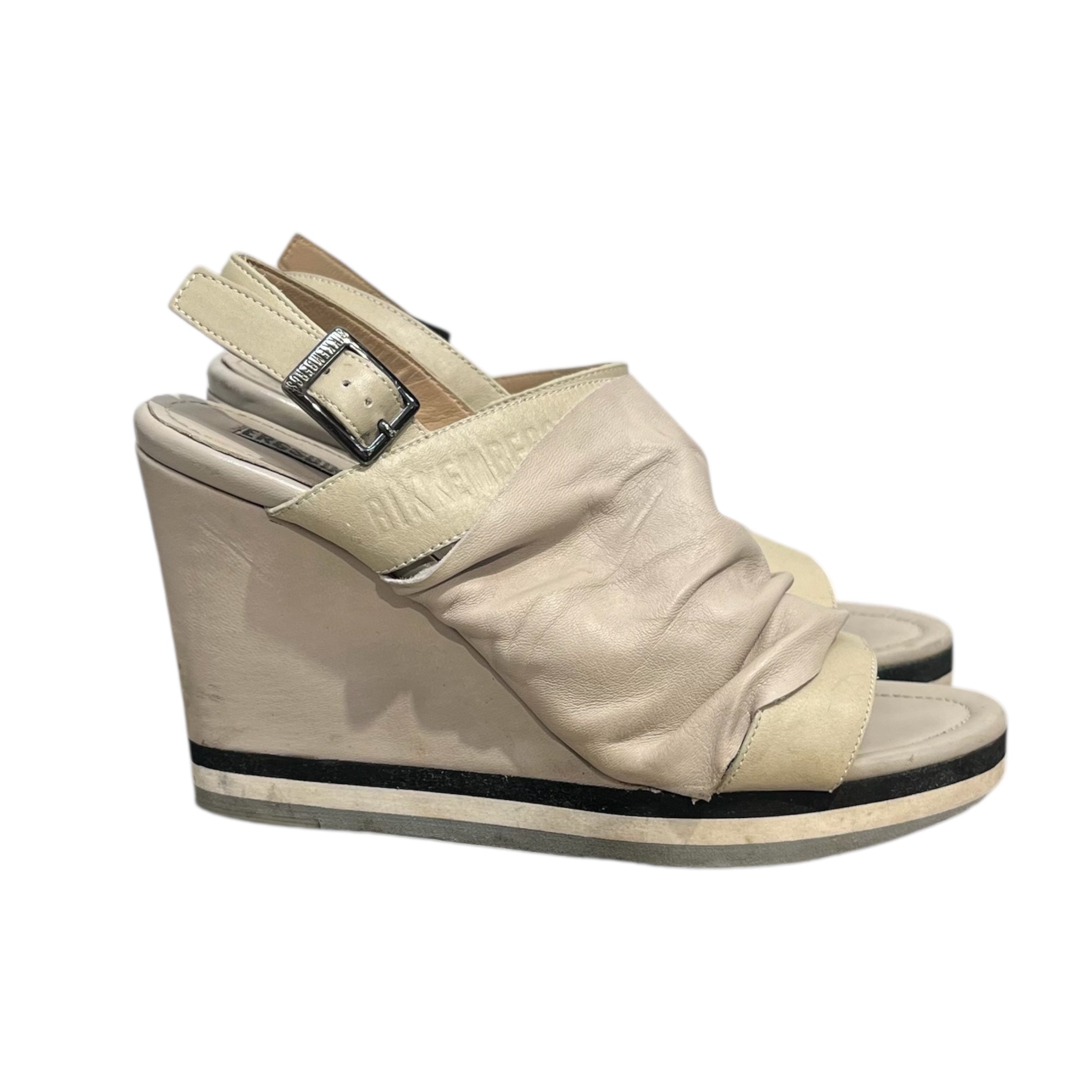 DIRK BIKKEMBERGS/Heels/EU 39/Leather/CRM/WRINKLE LEATHER WEGE HEELS view 2