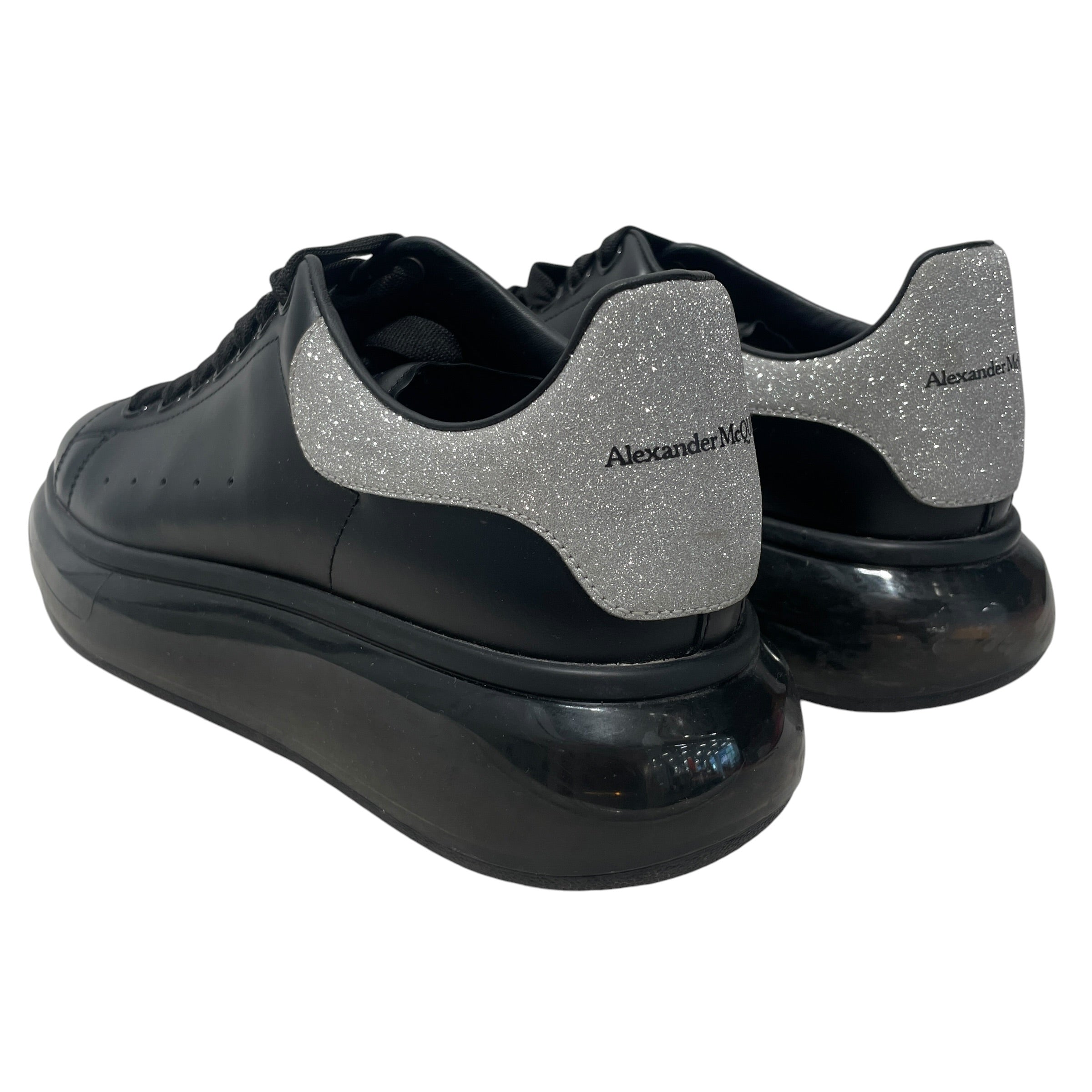 Alexander McQueen/Low-Sneakers/US 9/Glitter/Leather/BLK/oversized sneakers glitter view 2