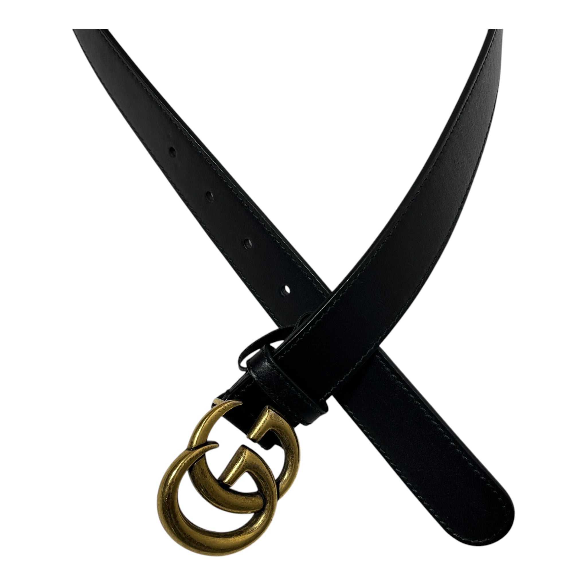 GUCCI/Belt/Leather/BLK/GOLD GG view 2