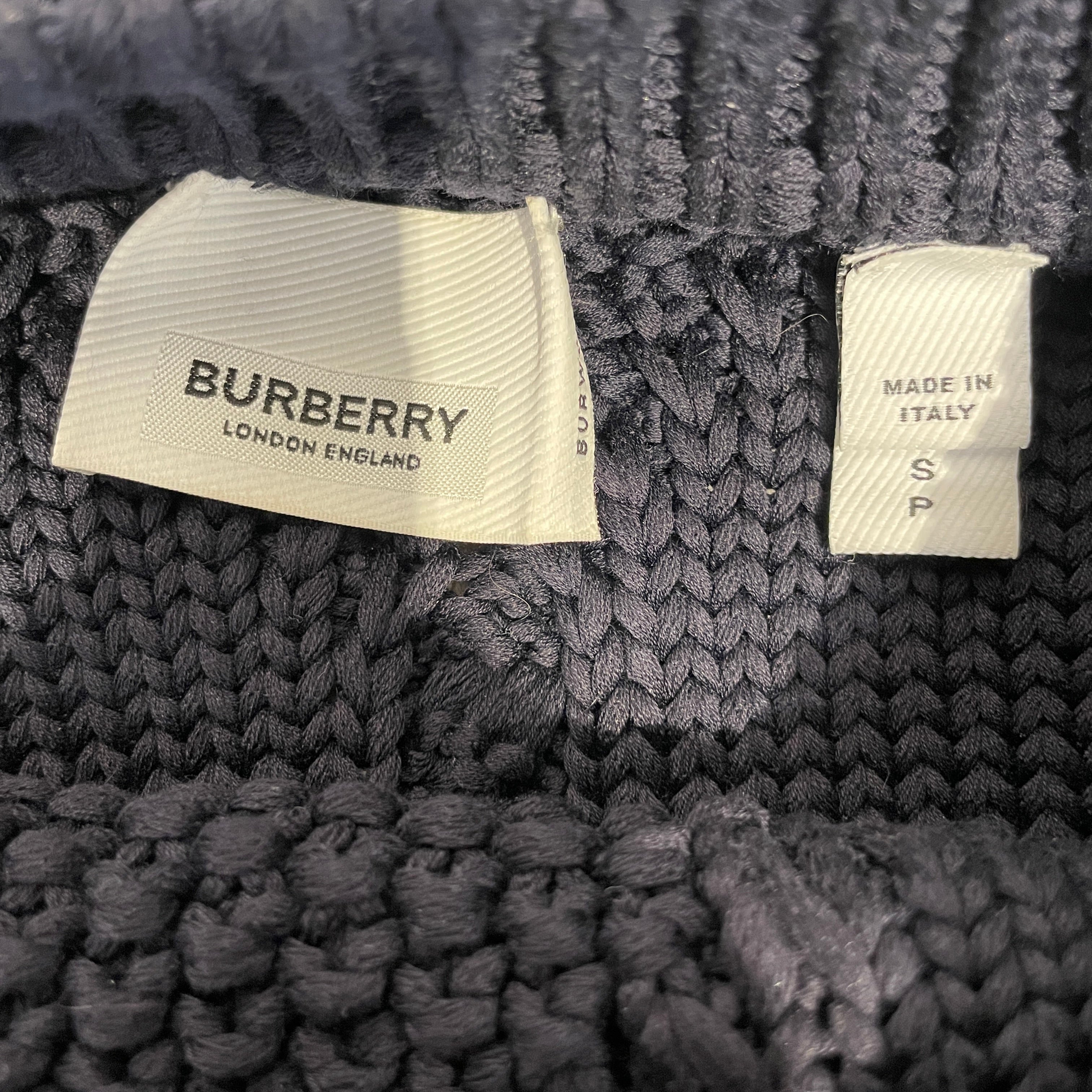 BURBERRY LONDON/Sweater/S/Cotton/NVY/cutout cable-knit view 3