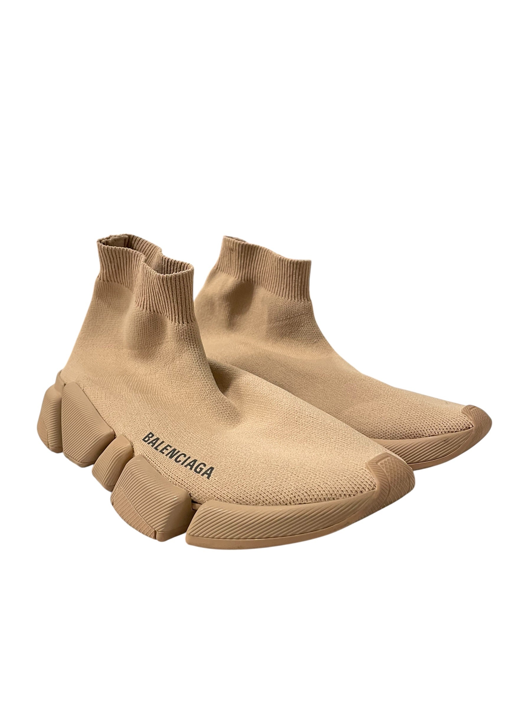 BALENCIAGA/Hi-Sneakers/US 7/Cotton/BEG/SOCK RUNNER view 1