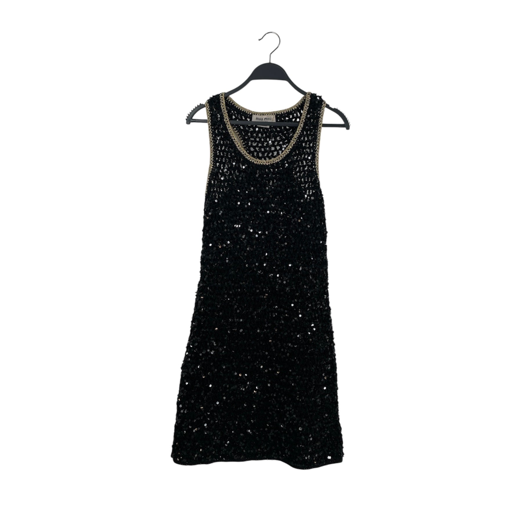 MIU MIU/SL Dress/2/Cotton/BLK/handmade knitted sequin dress view 1