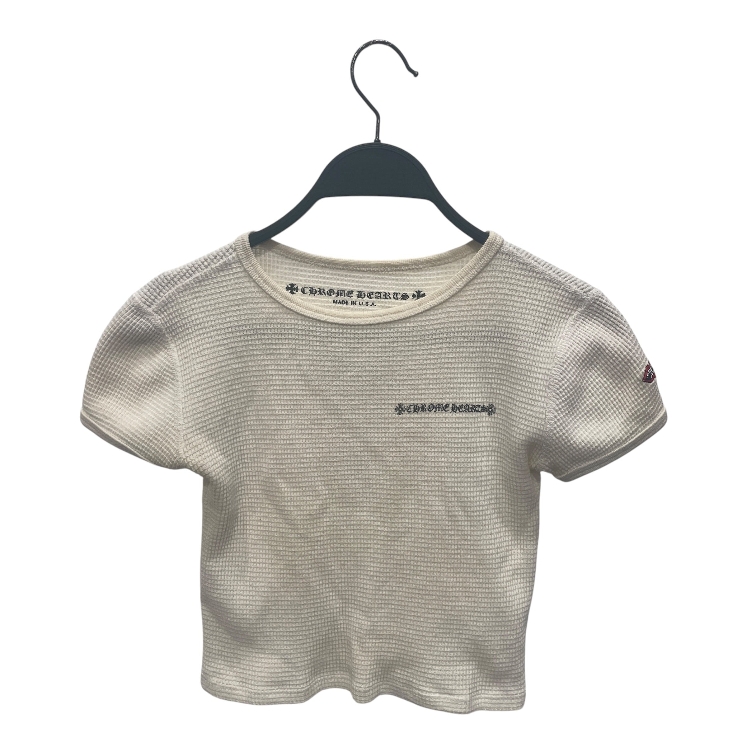 CHROME HEARTS/T-Shirt/S/Cotton/WHT/WAFFLE KNIT CROP TOP view 1