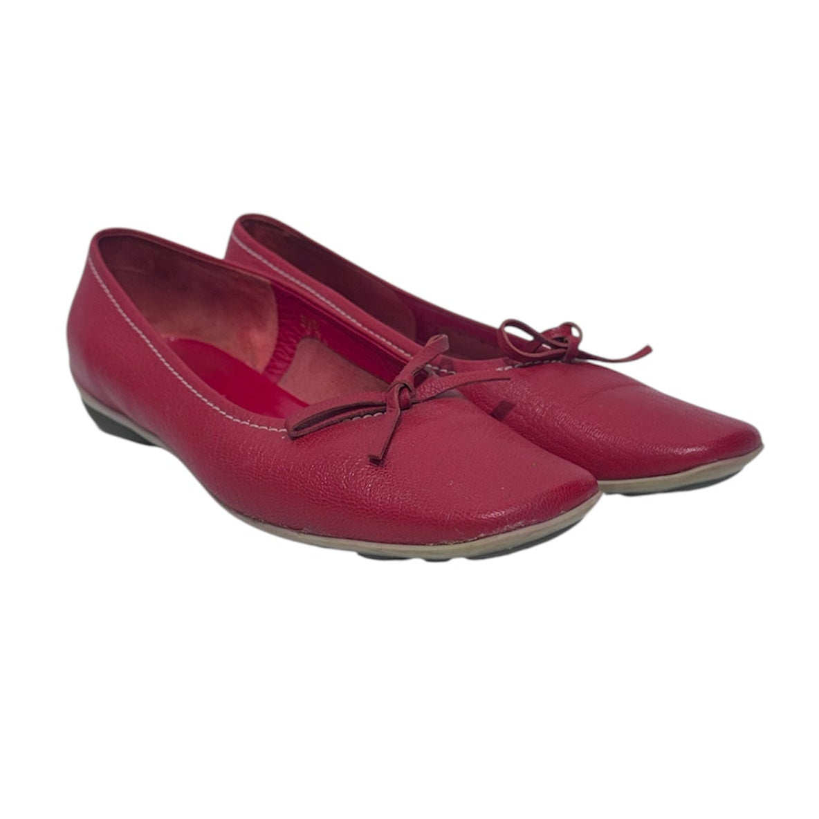 MIU MIU/Flat Shoes/EU 36.5/Leather/RED/Slip-on/Rubber Sole Ballet Flat view 1